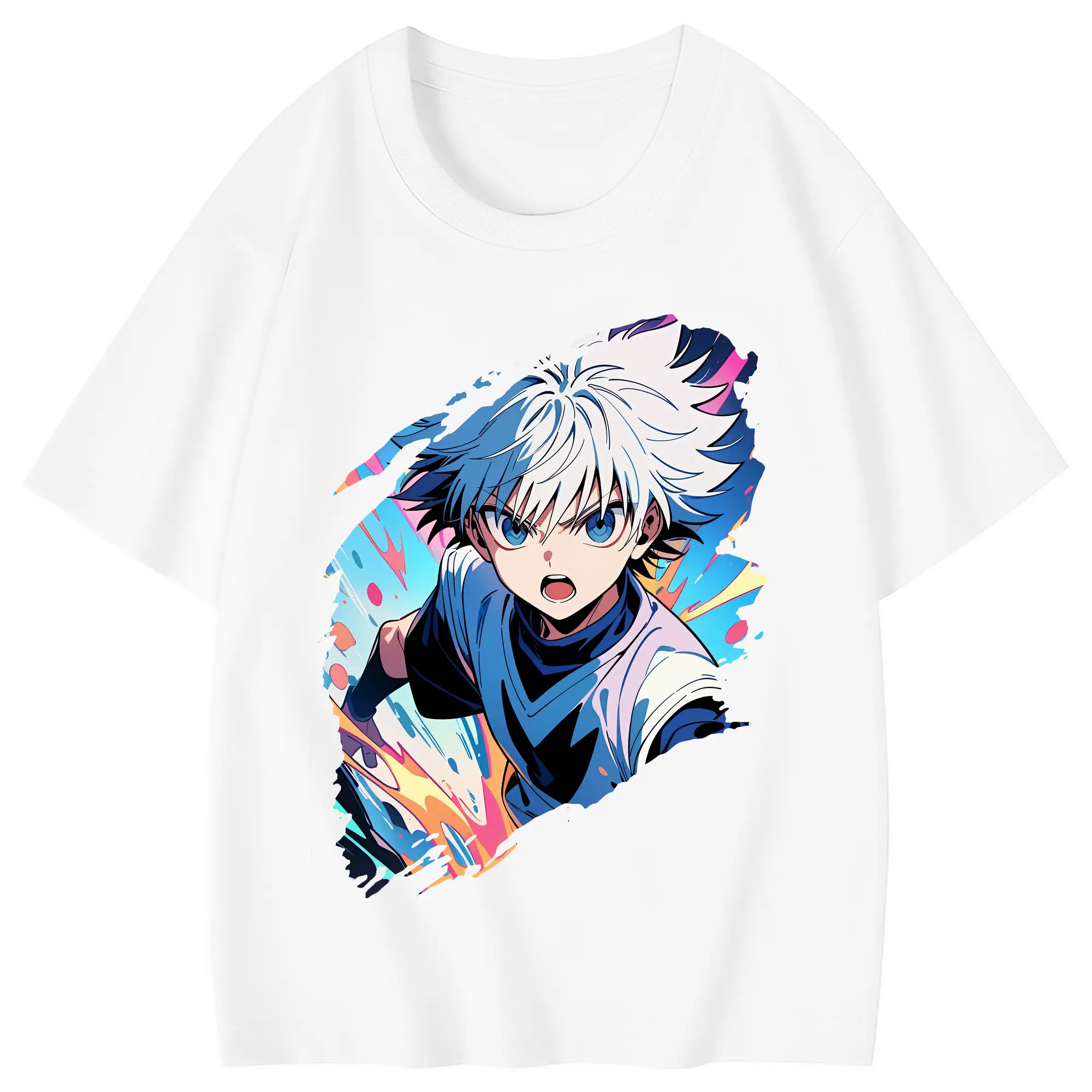 ハンター×ハンター グッズ キルア＝ゾルディック - 綿100％ キッズTシャツ ・ フロントプリント ・ 快適 通気性 ・ スポーツ カジュアル 散歩用