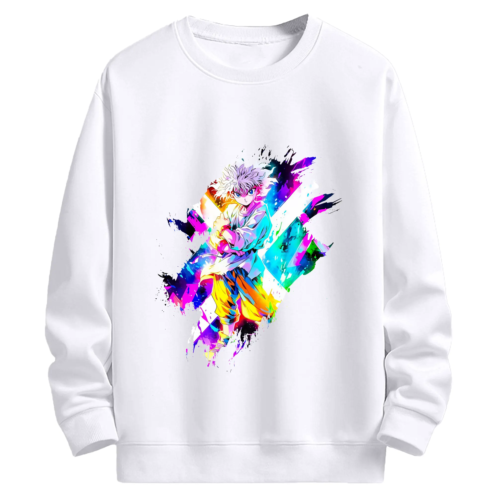 ハンター×ハンター グッズ キルア＝ゾルディック - 高品質 クルーネック スウェット ・ コットン59％ ポリエステル41％ ・ ユニセックス 長袖 トレーナー ・ カジュアル デイリー スポーツ 散歩用