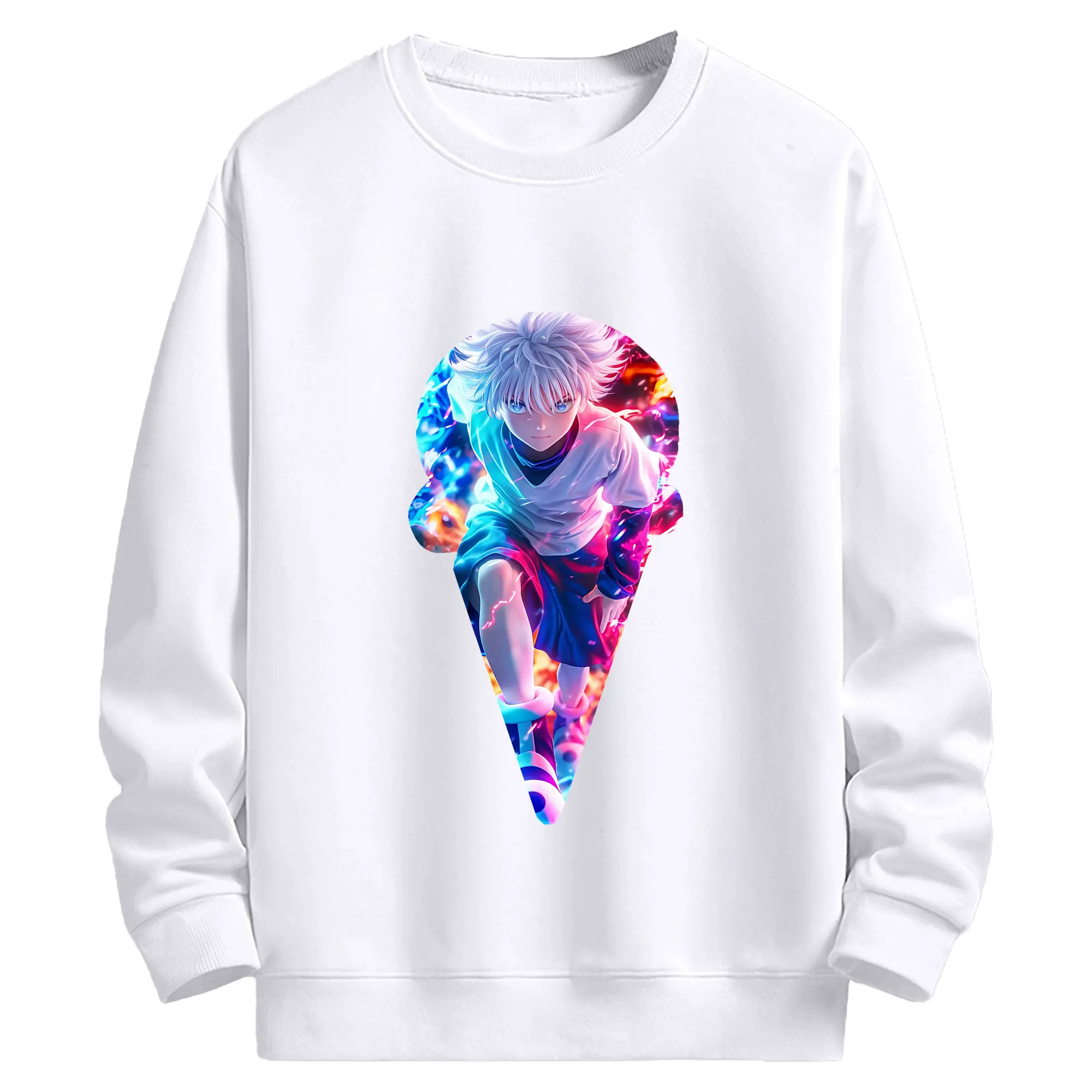 ハンター×ハンター グッズ キルア＝ゾルディック - 高品質 クルーネック スウェット ・ コットン59％ ポリエステル41％ ・ ユニセックス 長袖 トレーナー ・ カジュアル デイリー スポーツ 散歩用