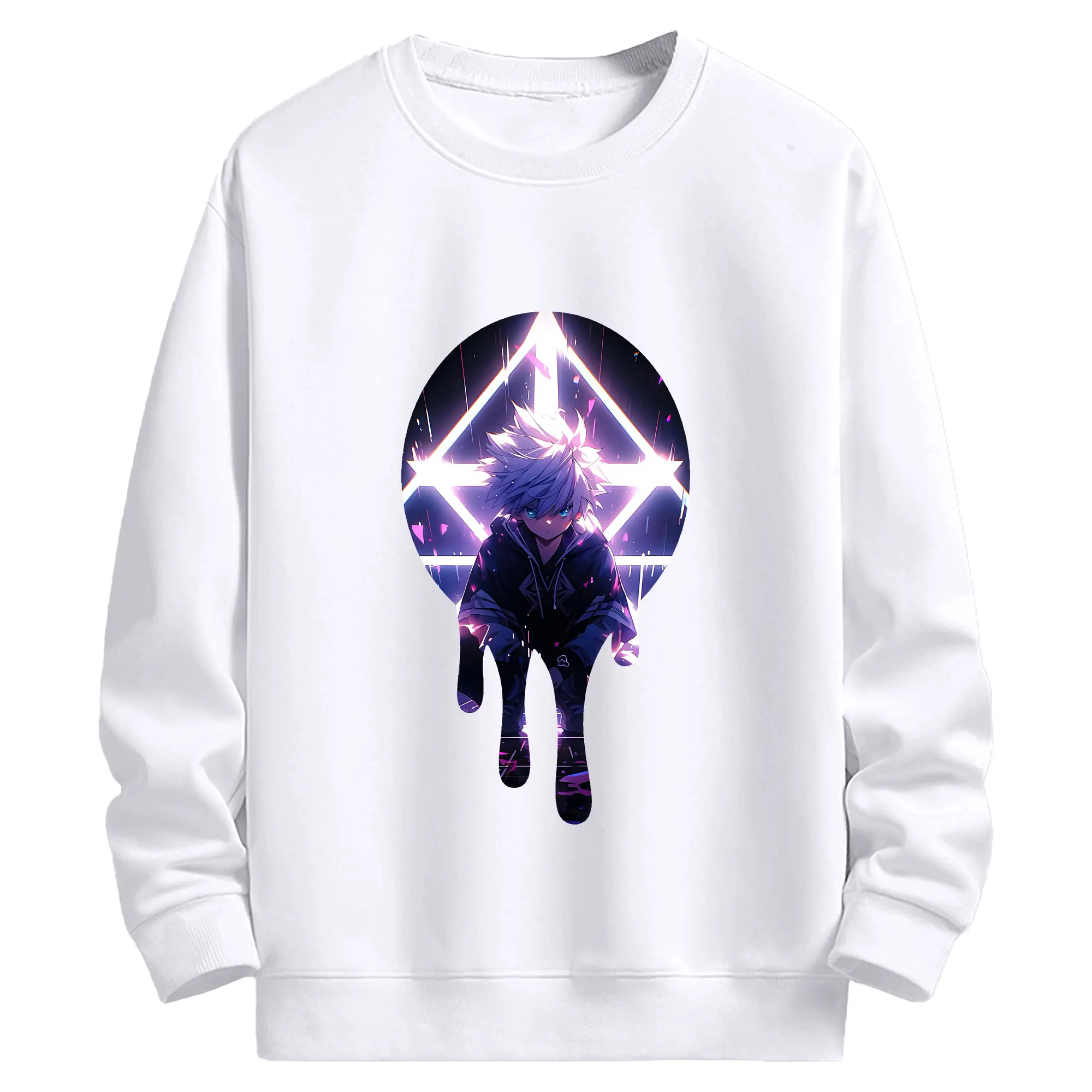 ハンター×ハンター グッズ キルア＝ゾルディック - 高品質 クルーネック スウェット ・ コットン59％ ポリエステル41％ ・ ユニセックス 長袖 トレーナー ・ カジュアル デイリー スポーツ 散歩用