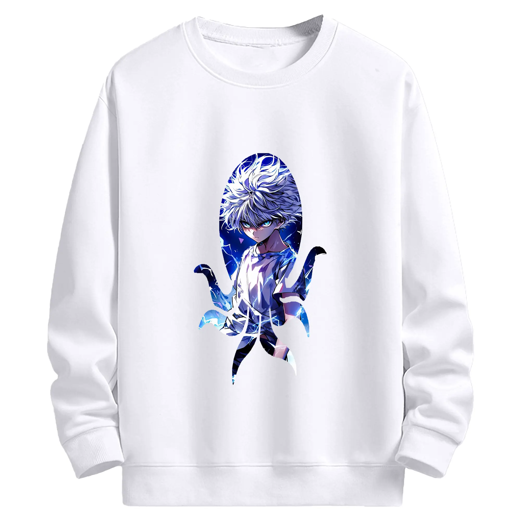 ハンター×ハンター グッズ キルア＝ゾルディック - 高品質 クルーネック スウェット ・ コットン59％ ポリエステル41％ ・ ユニセックス 長袖 トレーナー ・ カジュアル デイリー スポーツ 散歩用