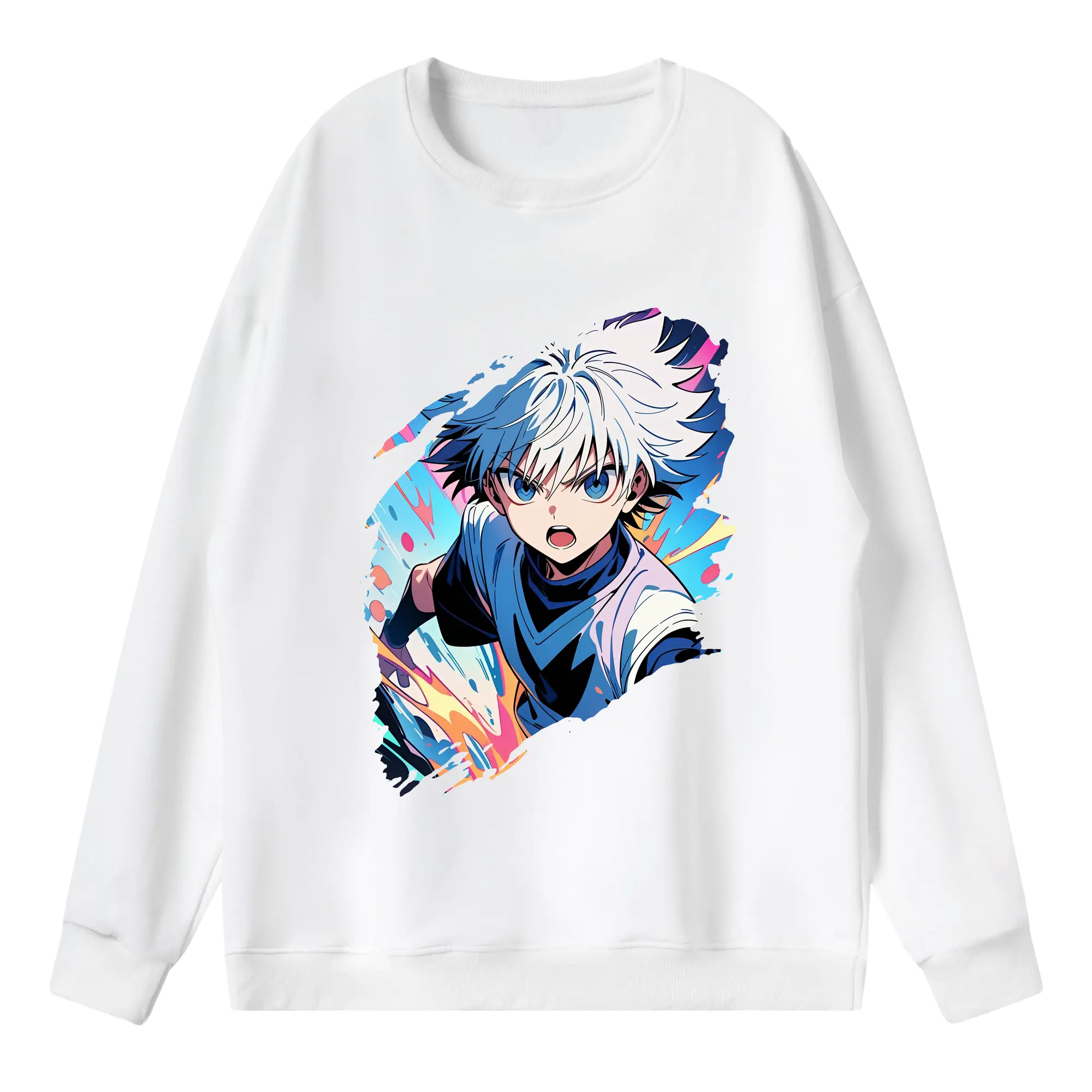 ハンター×ハンター グッズ キルア＝ゾルディック - 薄手 クルーネック スウェット 裏毛260g · ポリエステル 春秋向け カジュアル 男女兼用 · トレーナー デイリー スポーツ 散歩に最適