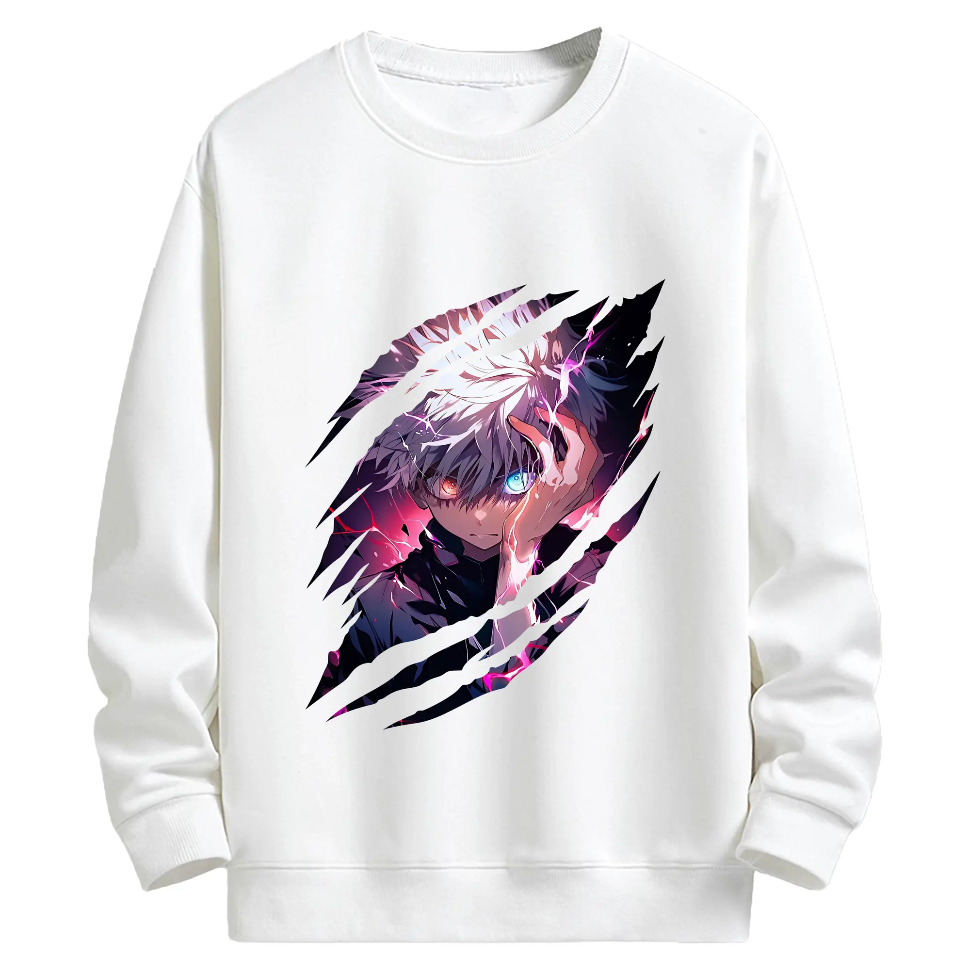 ハンター×ハンター グッズ キルア＝ゾルディック - キッズ クルーネックスウェットシャツ ・ フロントプリント ・ 綿80％ ポリエステル20％ ・ 快適 通学 スポーツ 日常使い お散歩用