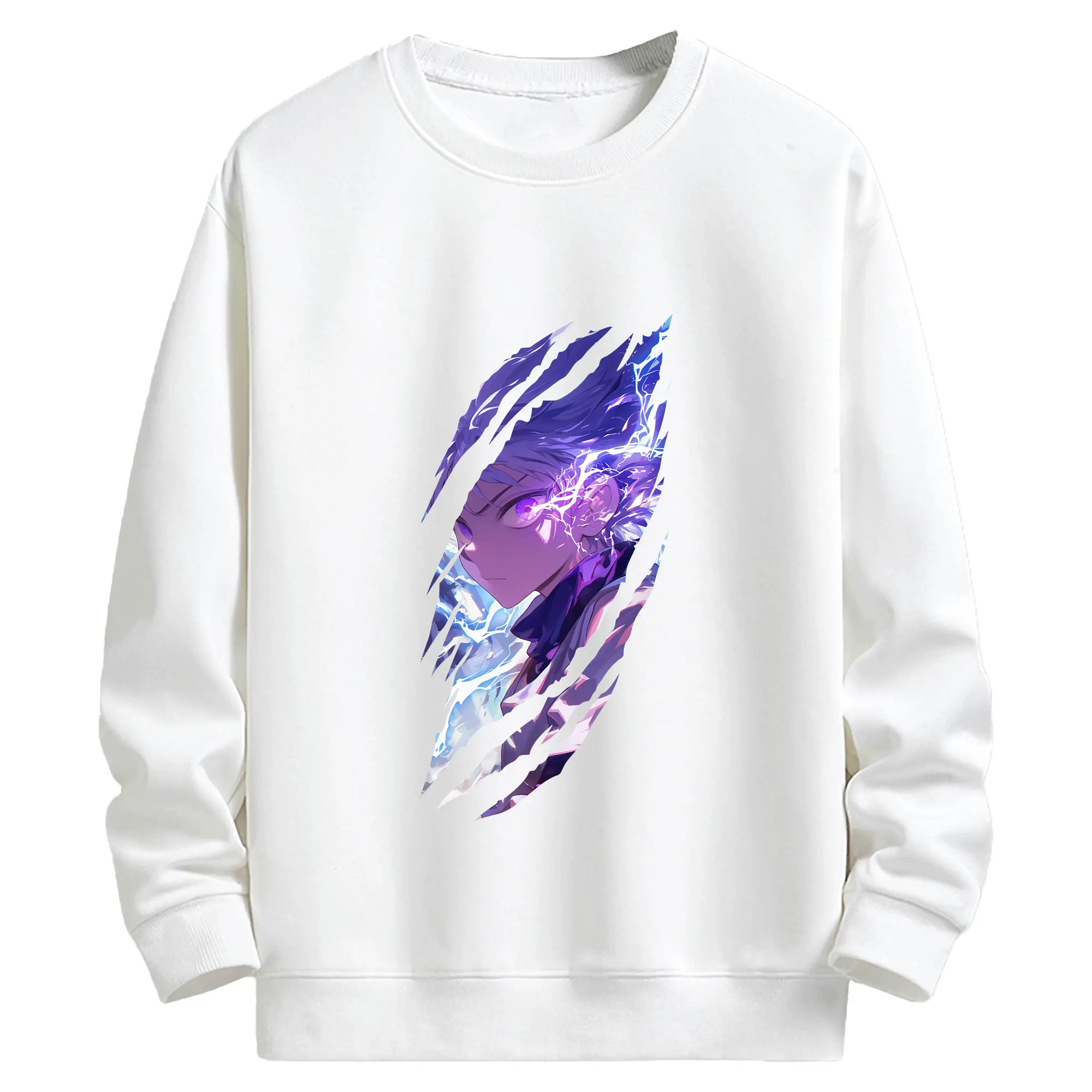 ハンター×ハンター グッズ キルア＝ゾルディック - キッズ クルーネックスウェットシャツ ・ フロントプリント ・ 綿80％ ポリエステル20％ ・ 快適 通学 スポーツ 日常使い お散歩用