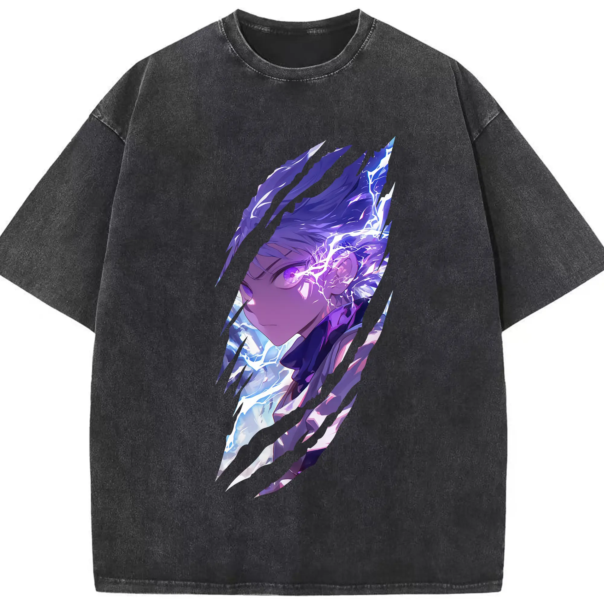 ハンター×ハンター グッズ キルア＝ゾルディック - 綿100％ ヴィンテージ風 半袖Tシャツ ・ フロントプリント ・ 柔らか肌触り ・ 通気性 快適 ・ スポーツ カジュアル 外出用