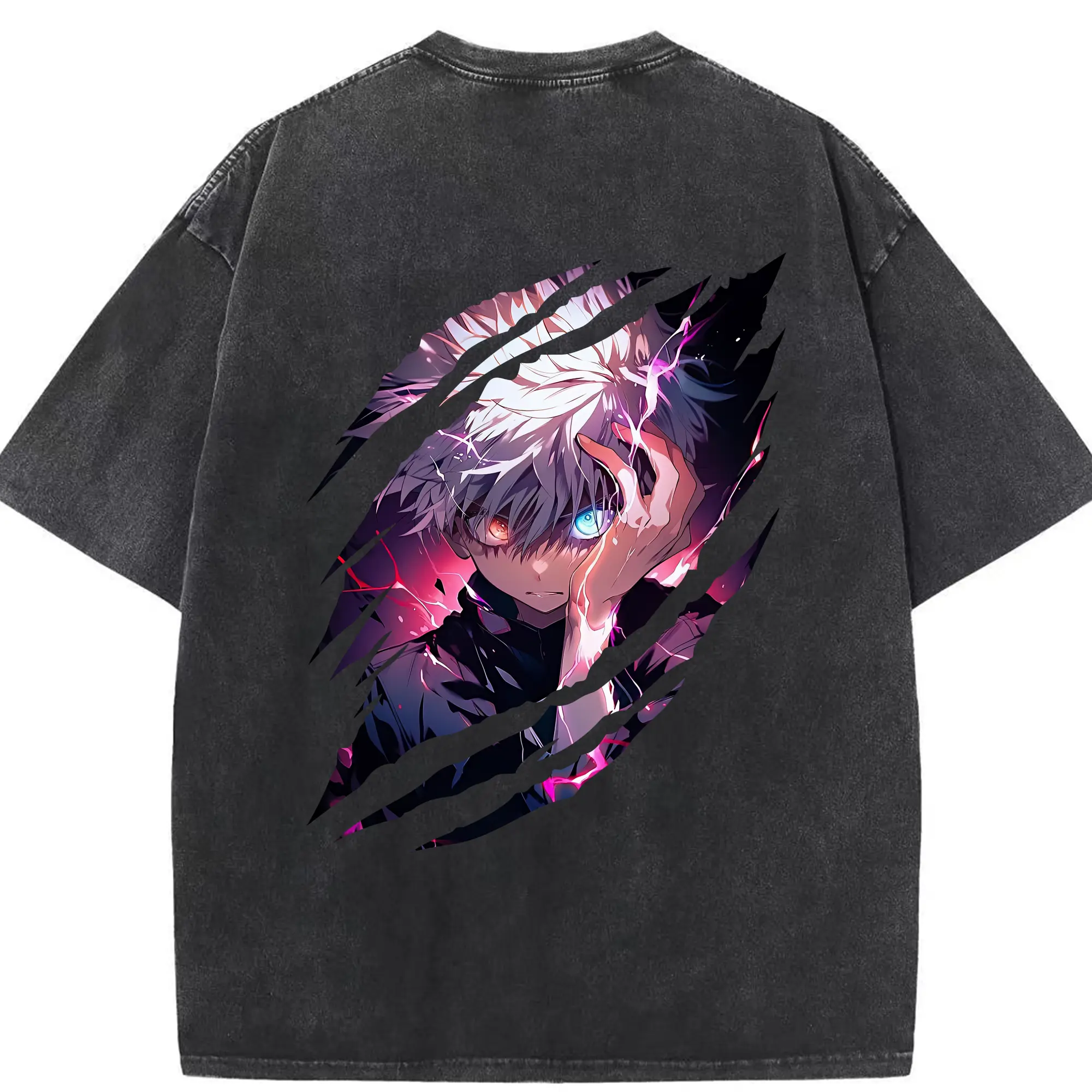 ハンター×ハンター グッズ キルア＝ゾルディック - 綿100％ ヴィンテージ風 半袖Tシャツ ・ 背面プリント ・ 柔らか肌触り ・ 通気性 快適 ・ スポーツ カジュアル 外出用