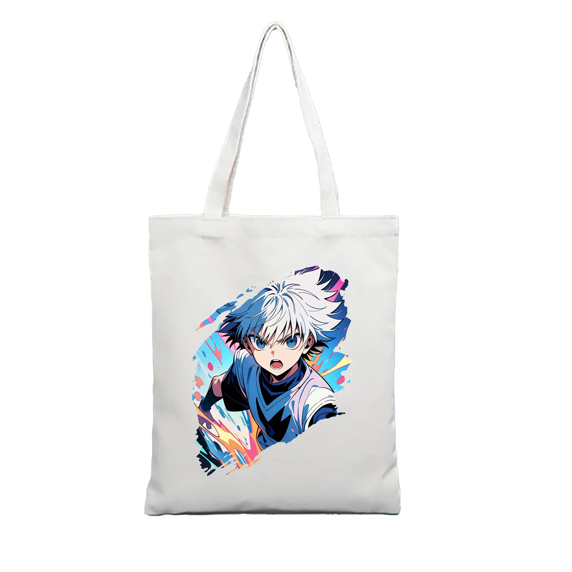 ハンター×ハンター グッズ キルア＝ゾルディック - 縦型キャンバス手提げバッグ（トートバッグ） ・ キャンバス素材 ・ ショッピング用 ・ 軽量 丈夫 お手入れ簡単