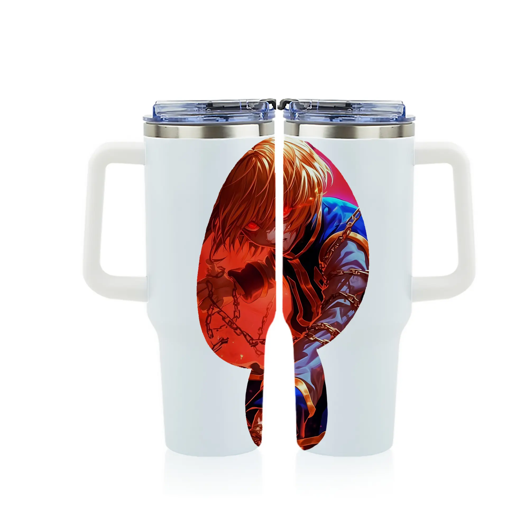 ハンター×ハンター グッズ クラピカ - 1200mL フルプリント車用タンブラー ・ 304ステンレス 内側 ・ 201ステンレス 外側 ・ 保温 保冷 ・ 通勤 ドライブ アウトドア用