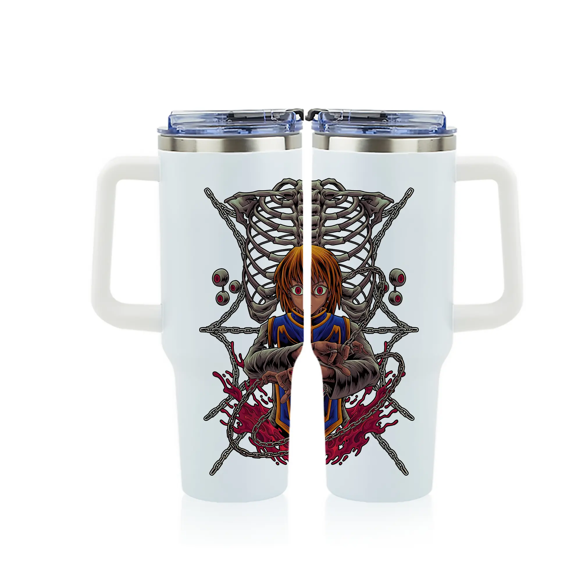 ハンター×ハンター グッズ クラピカ - 1200mL フルプリント車用タンブラー ・ 304ステンレス 内側 ・ 201ステンレス 外側 ・ 保温 保冷 ・ 通勤 ドライブ アウトドア用