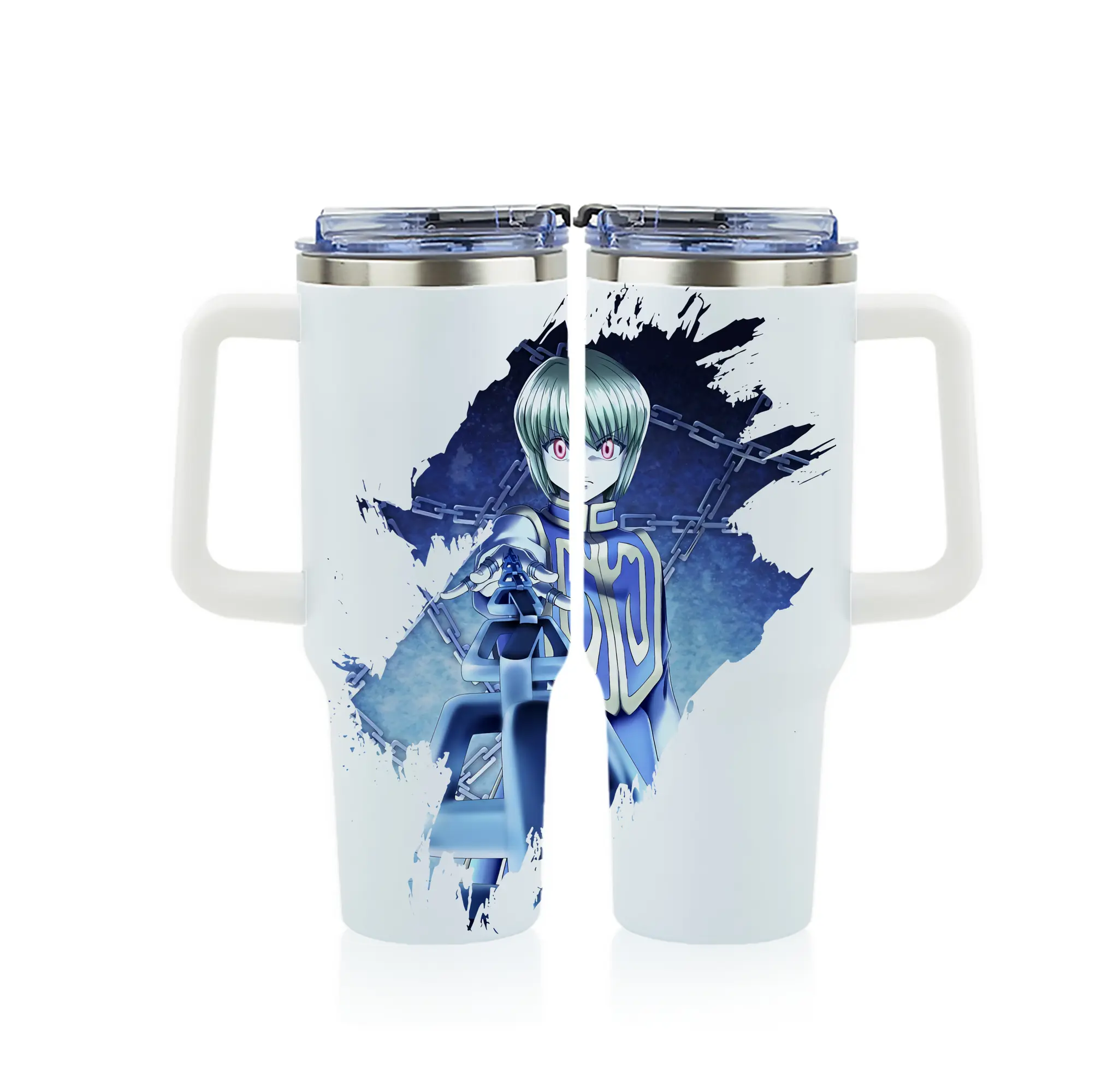 ハンター×ハンター グッズ クラピカ - 1200mL フルプリント車用タンブラー ・ 304ステンレス 内側 ・ 201ステンレス 外側 ・ 保温 保冷 ・ 通勤 ドライブ アウトドア用