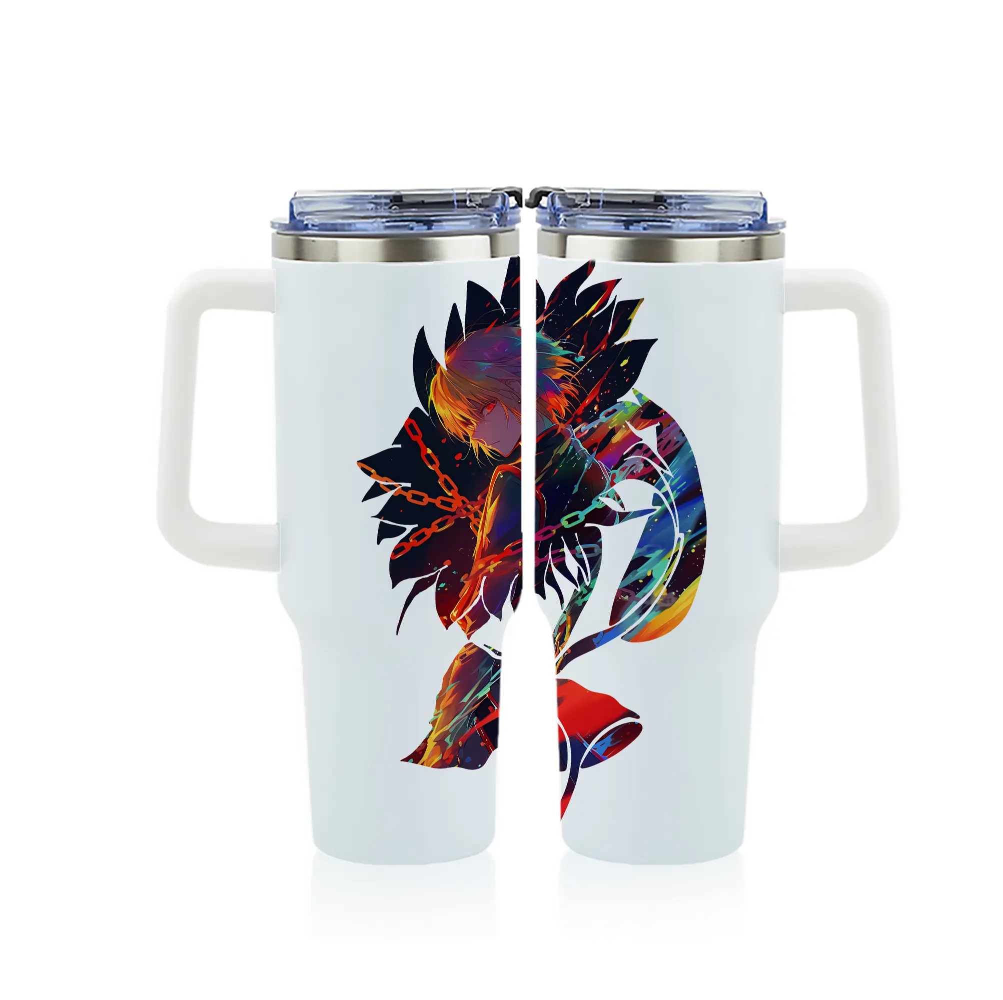 ハンター×ハンター グッズ クラピカ - 1200mL フルプリント車用タンブラー ・ 304ステンレス 内側 ・ 201ステンレス 外側 ・ 保温 保冷 ・ 通勤 ドライブ アウトドア用