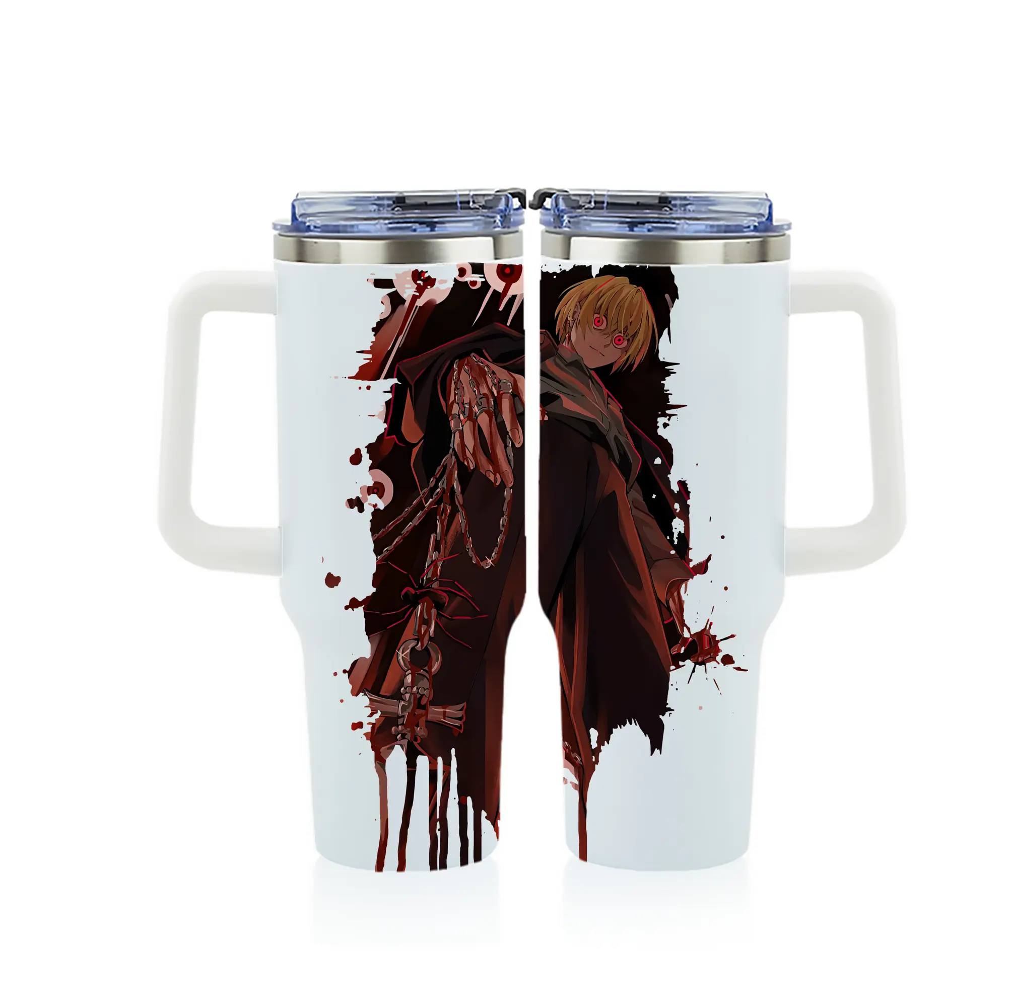 ハンター×ハンター グッズ クラピカ - 1200mL フルプリント車用タンブラー ・ 304ステンレス 内側 ・ 201ステンレス 外側 ・ 保温 保冷 ・ 通勤 ドライブ アウトドア用