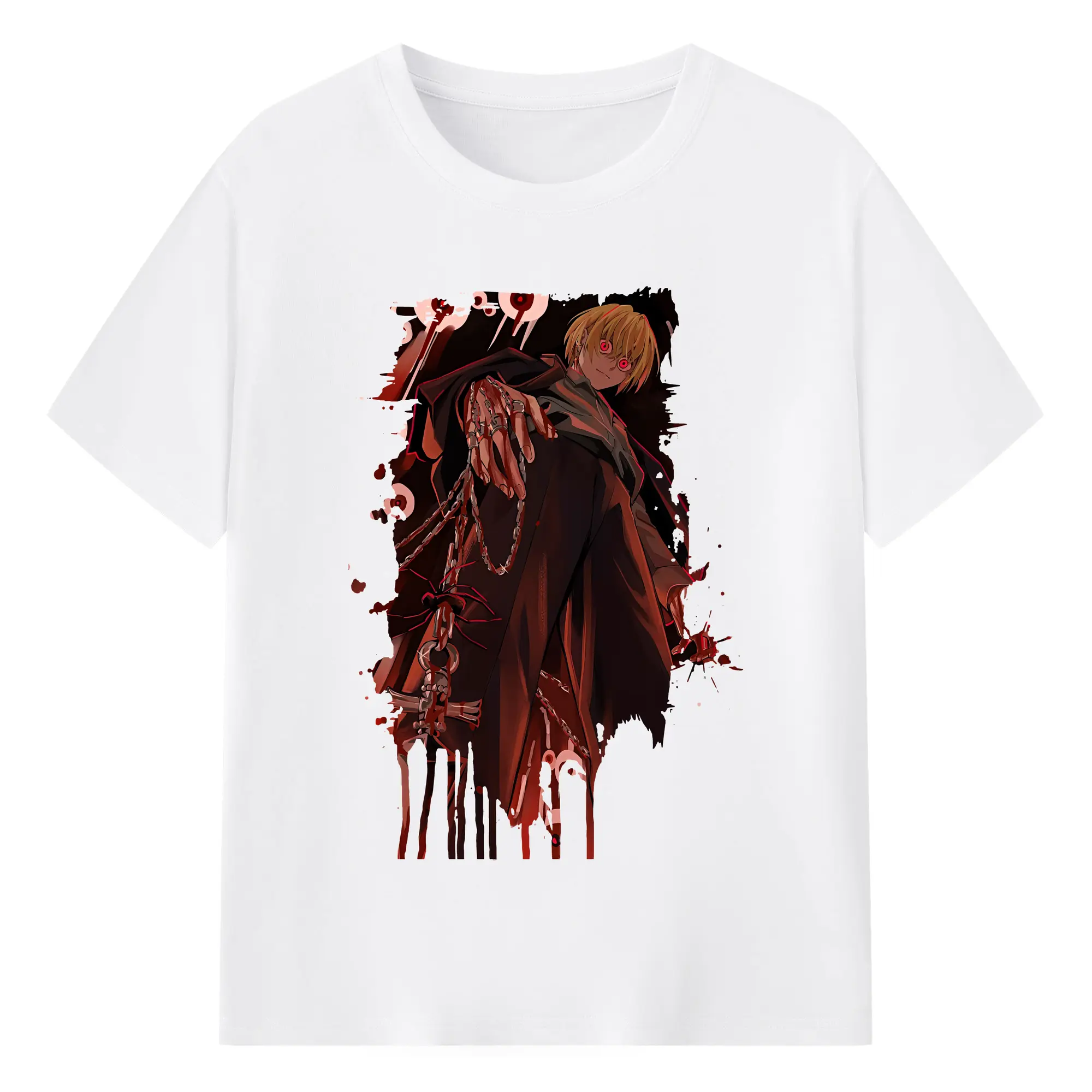 ハンター×ハンター グッズ クラピカ - 綿100％ 半袖Tシャツ ・ フロントプリント ・ 快適 通気性 ・ 日常使い 散歩 スポーツ用