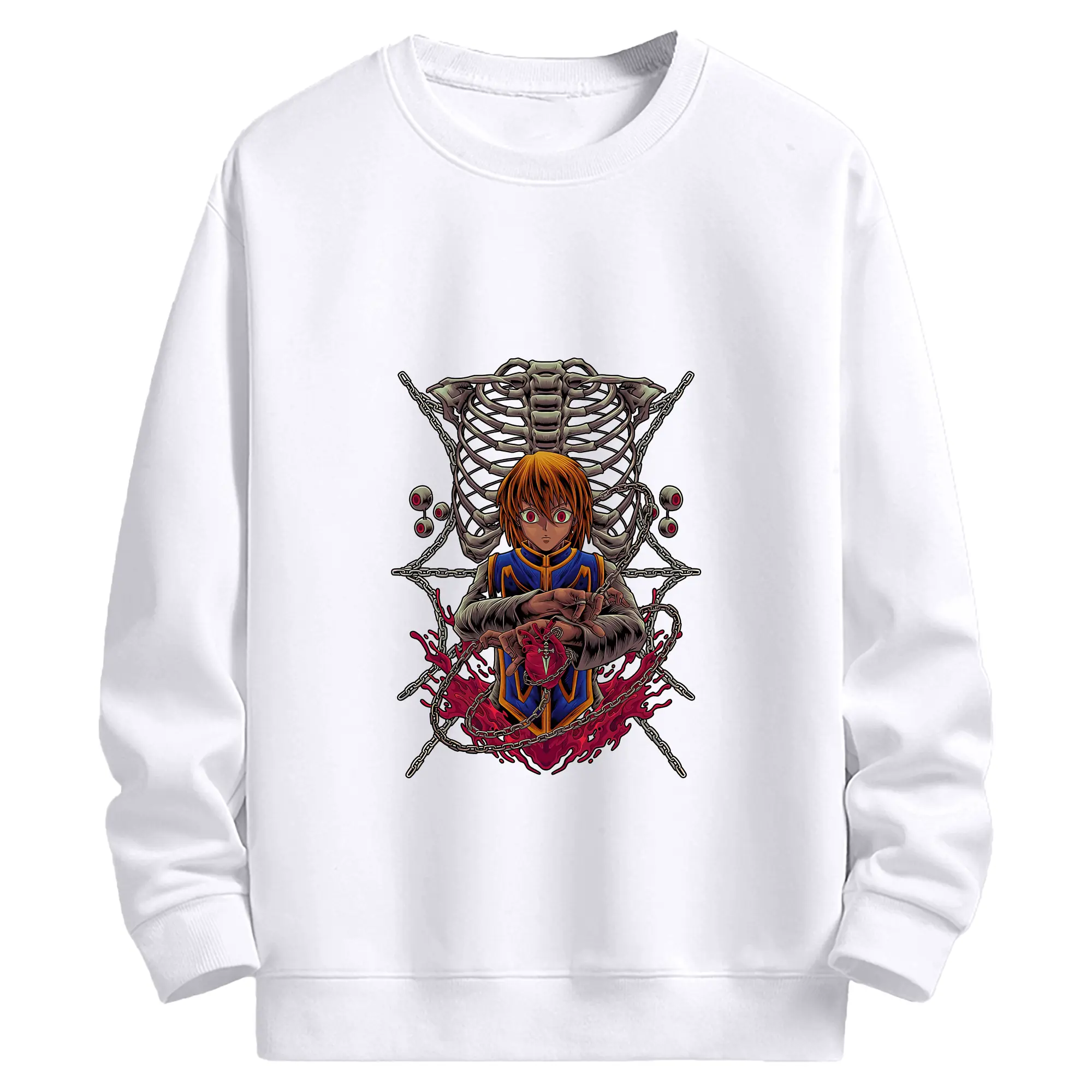 ハンター×ハンター グッズ クラピカ - 高品質 クルーネック スウェット ・ コットン59％ ポリエステル41％ ・ ユニセックス 長袖 トレーナー ・ カジュアル デイリー スポーツ 散歩用