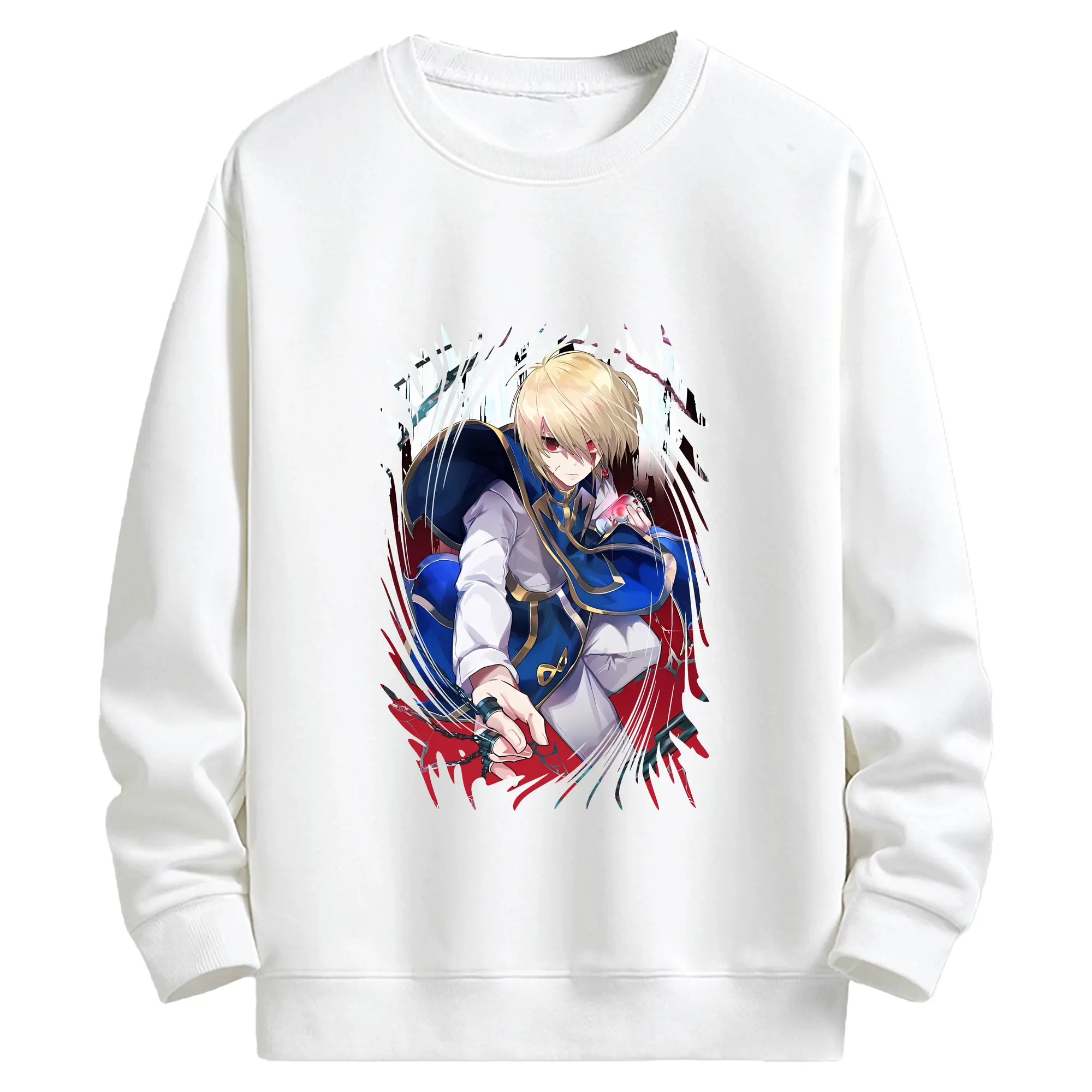 ハンター×ハンター グッズ クラピカ - キッズ クルーネックスウェットシャツ ・ フロントプリント ・ 綿80％ ポリエステル20％ ・ 快適 通学 スポーツ 日常使い お散歩用