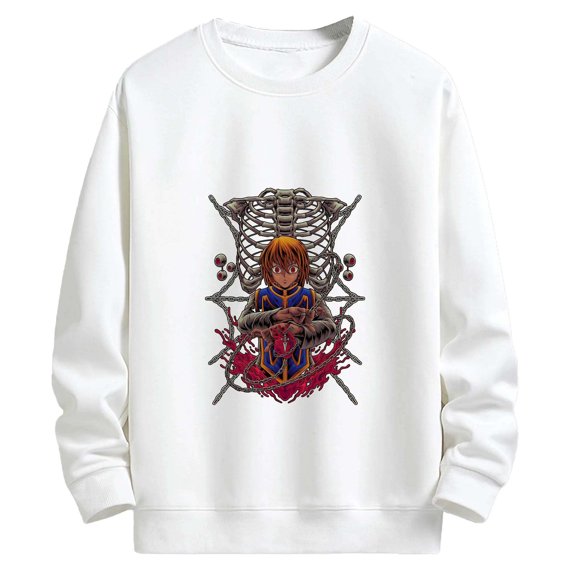 ハンター×ハンター グッズ クラピカ - キッズ クルーネックスウェットシャツ ・ フロントプリント ・ 綿80％ ポリエステル20％ ・ 快適 通学 スポーツ 日常使い お散歩用