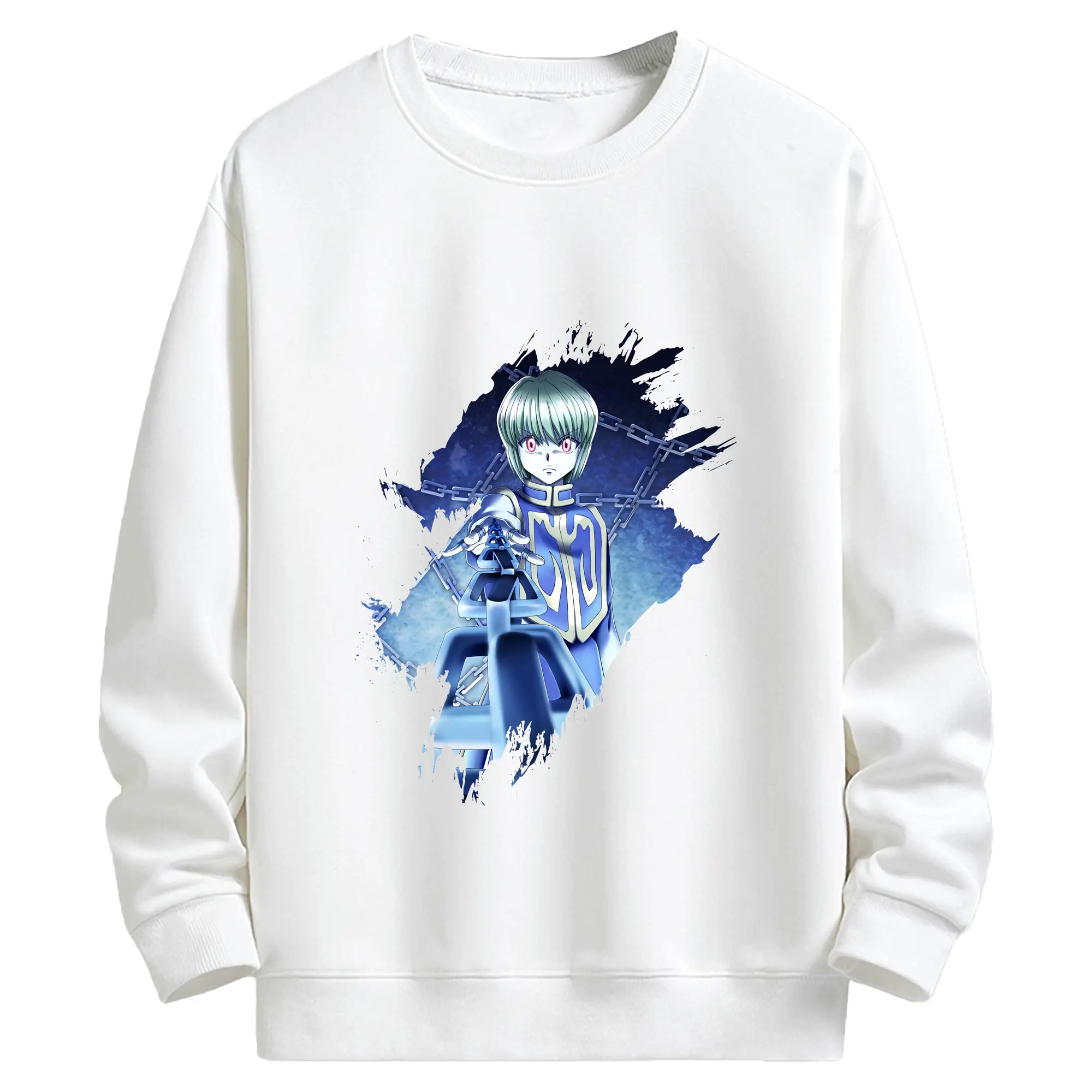 ハンター×ハンター グッズ クラピカ - キッズ クルーネックスウェットシャツ ・ フロントプリント ・ 綿80％ ポリエステル20％ ・ 快適 通学 スポーツ 日常使い お散歩用