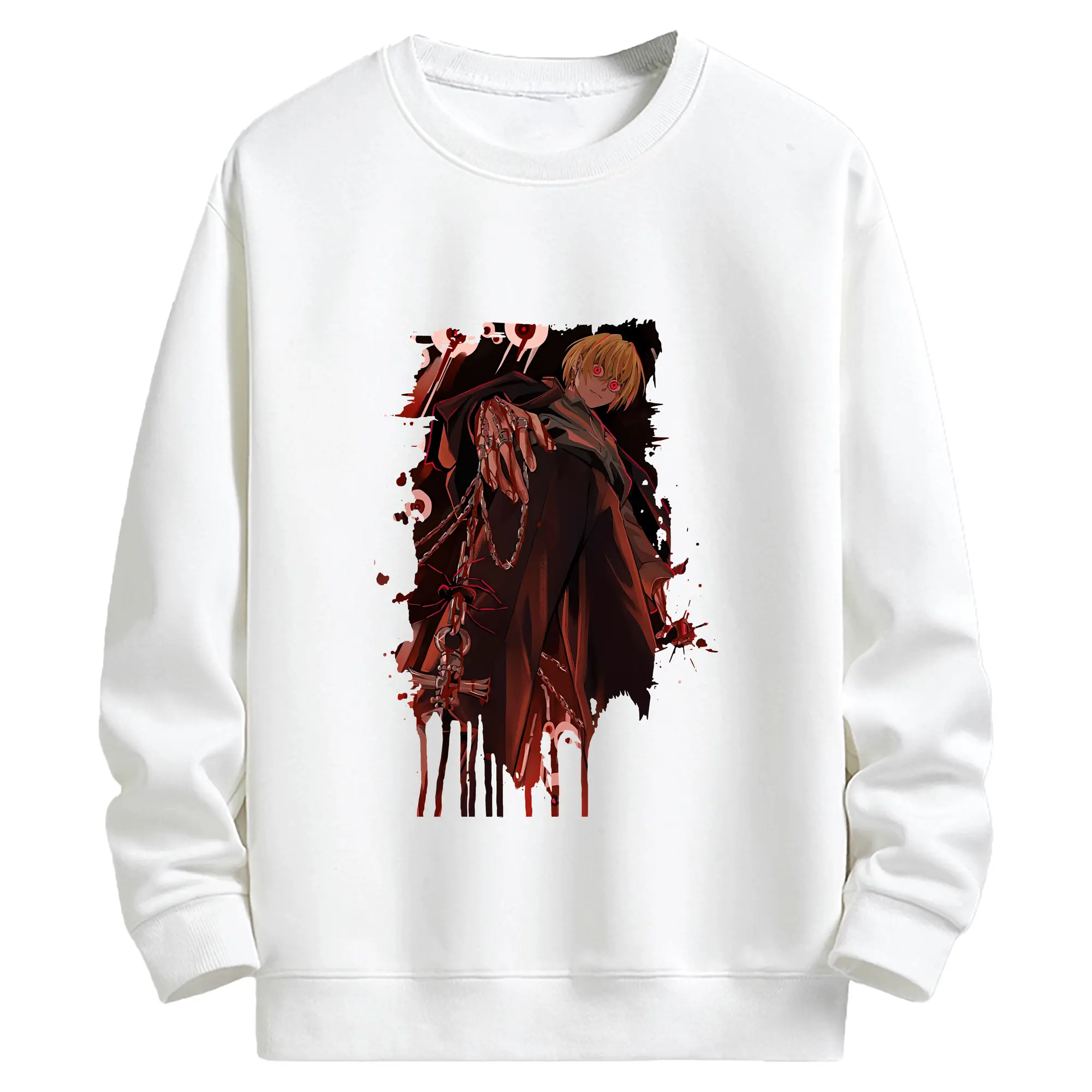 ハンター×ハンター グッズ クラピカ - キッズ クルーネックスウェットシャツ ・ フロントプリント ・ 綿80％ ポリエステル20％ ・ 快適 通学 スポーツ 日常使い お散歩用