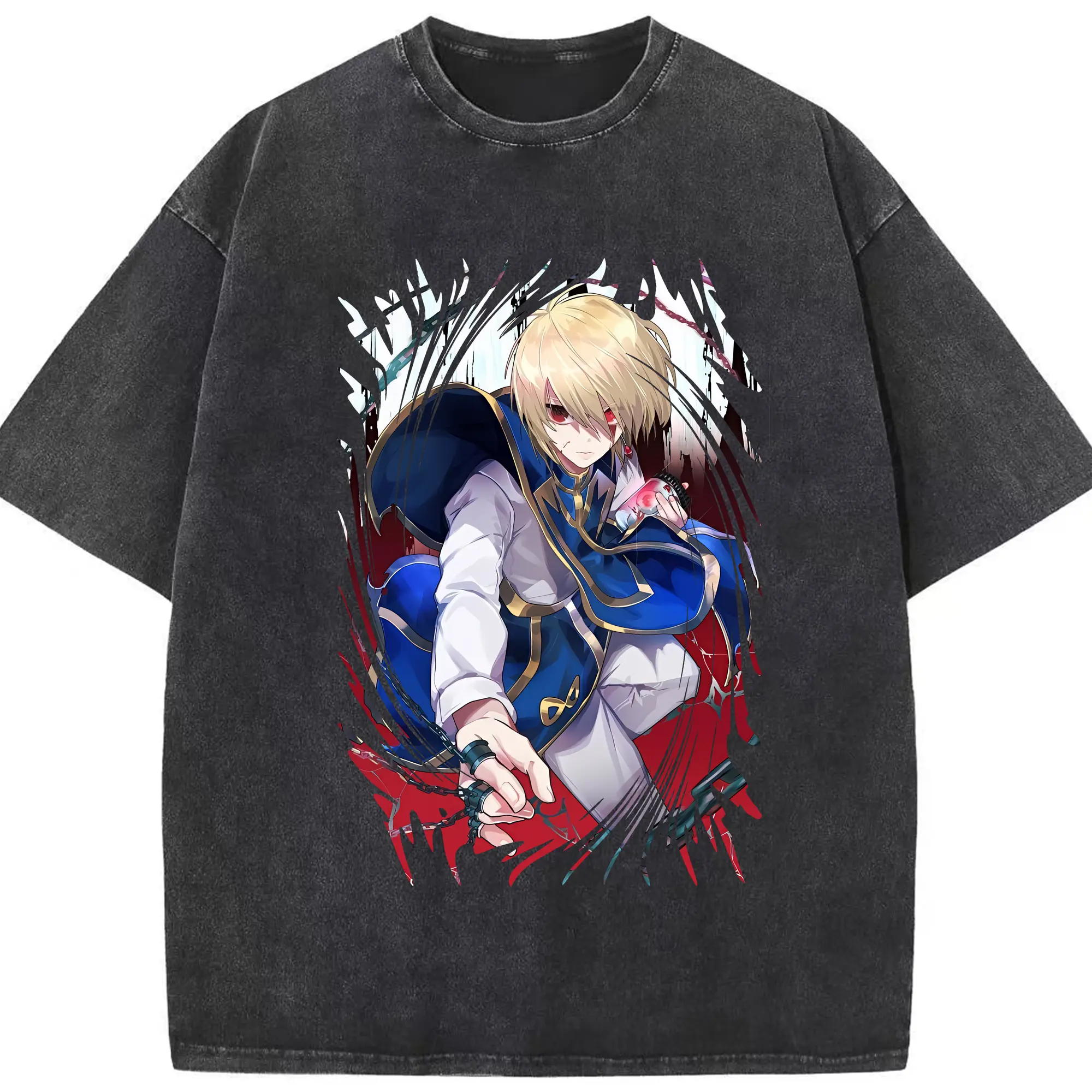 ハンター×ハンター グッズ クラピカ - 綿100％ ヴィンテージ風 半袖Tシャツ ・ フロントプリント ・ 柔らか肌触り ・ 通気性 快適 ・ スポーツ カジュアル 外出用