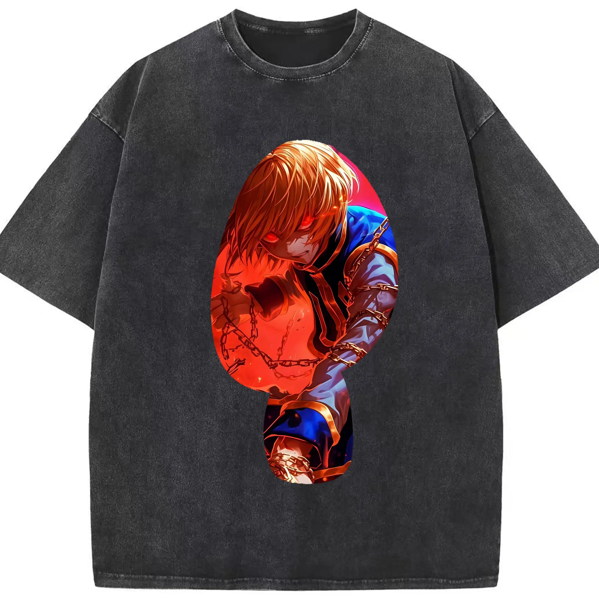 ハンター×ハンター グッズ クラピカ - 綿100％ ヴィンテージ風 半袖Tシャツ ・ フロントプリント ・ 柔らか肌触り ・ 通気性 快適 ・ スポーツ カジュアル 外出用