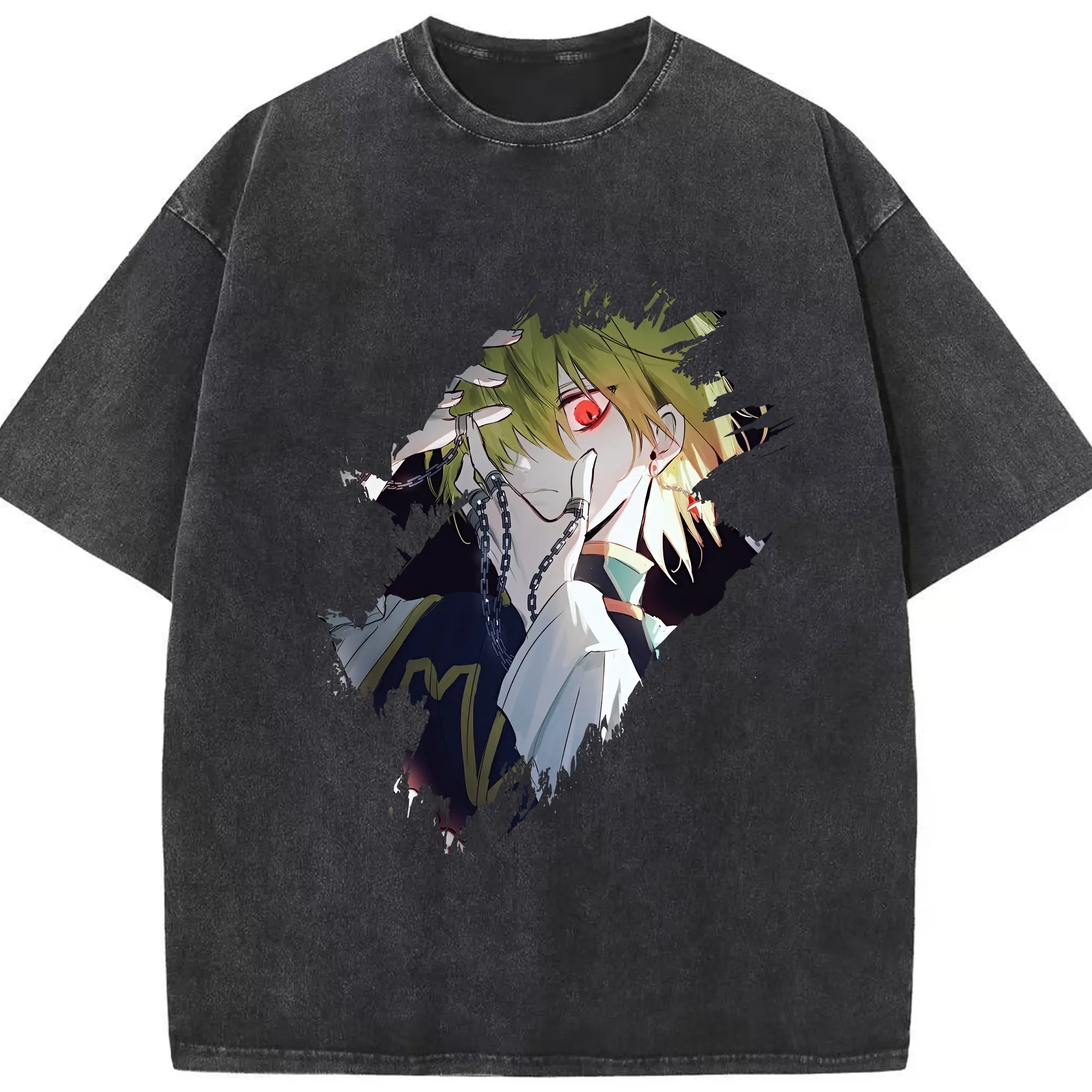 ハンター×ハンター グッズ クラピカ - 綿100％ ヴィンテージ風 半袖Tシャツ ・ フロントプリント ・ 柔らか肌触り ・ 通気性 快適 ・ スポーツ カジュアル 外出用