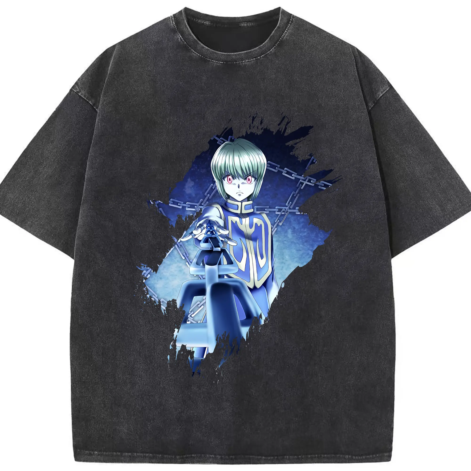 ハンター×ハンター グッズ クラピカ - 綿100％ ヴィンテージ風 半袖Tシャツ ・ フロントプリント ・ 柔らか肌触り ・ 通気性 快適 ・ スポーツ カジュアル 外出用