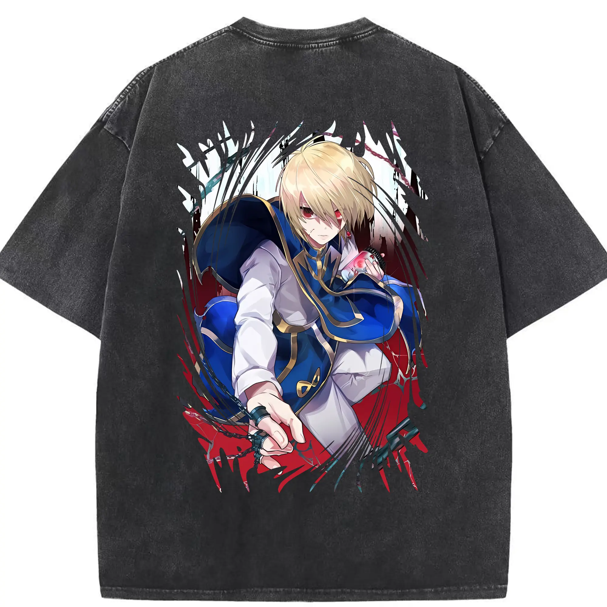 ハンター×ハンター グッズ クラピカ - 綿100％ ヴィンテージ風 半袖Tシャツ ・ 背面プリント ・ 柔らか肌触り ・ 通気性 快適 ・ スポーツ カジュアル 外出用