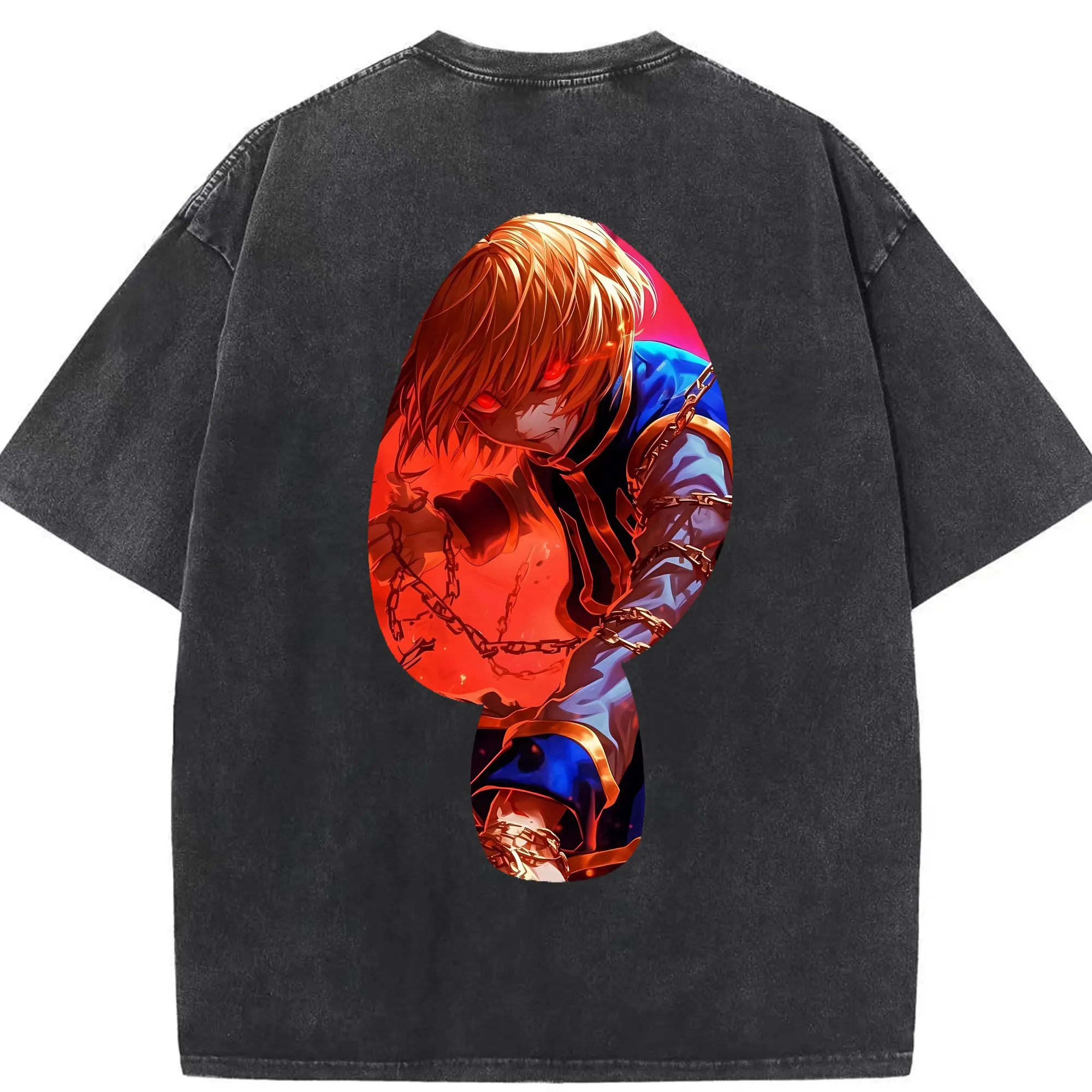 ハンター×ハンター グッズ クラピカ - 綿100％ ヴィンテージ風 半袖Tシャツ ・ 背面プリント ・ 柔らか肌触り ・ 通気性 快適 ・ スポーツ カジュアル 外出用