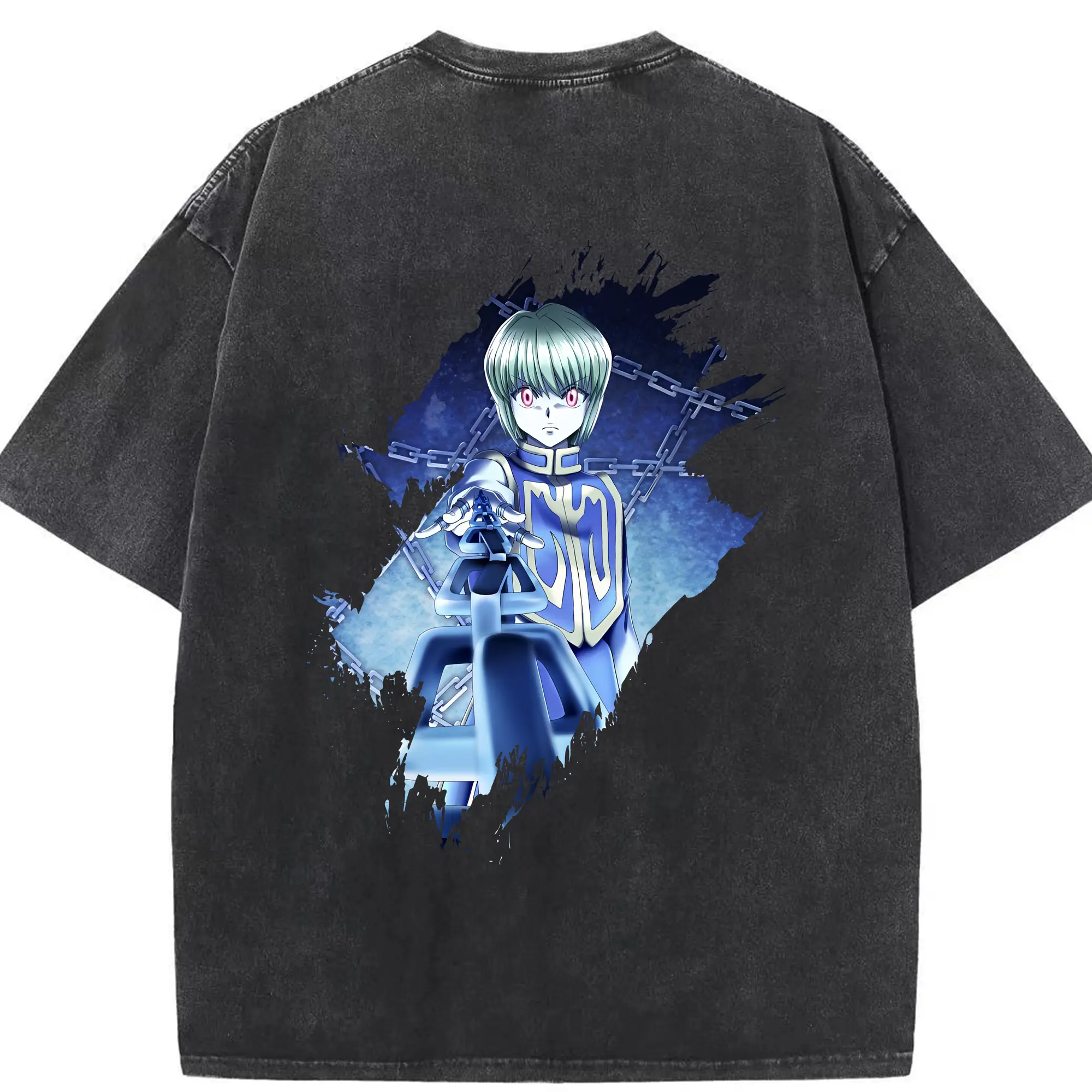 ハンター×ハンター グッズ クラピカ - 綿100％ ヴィンテージ風 半袖Tシャツ ・ 背面プリント ・ 柔らか肌触り ・ 通気性 快適 ・ スポーツ カジュアル 外出用