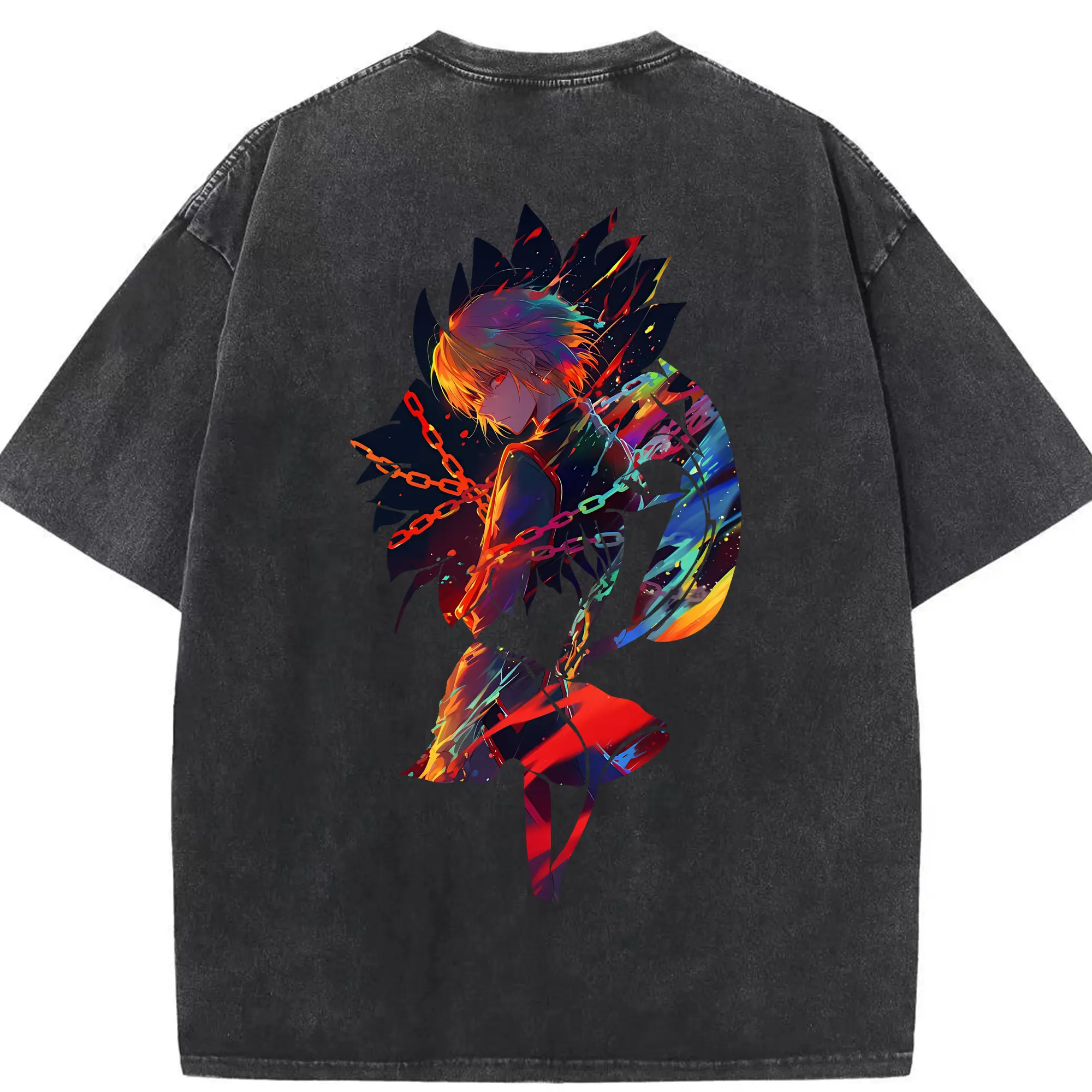 ハンター×ハンター グッズ クラピカ - 綿100％ ヴィンテージ風 半袖Tシャツ ・ 背面プリント ・ 柔らか肌触り ・ 通気性 快適 ・ スポーツ カジュアル 外出用