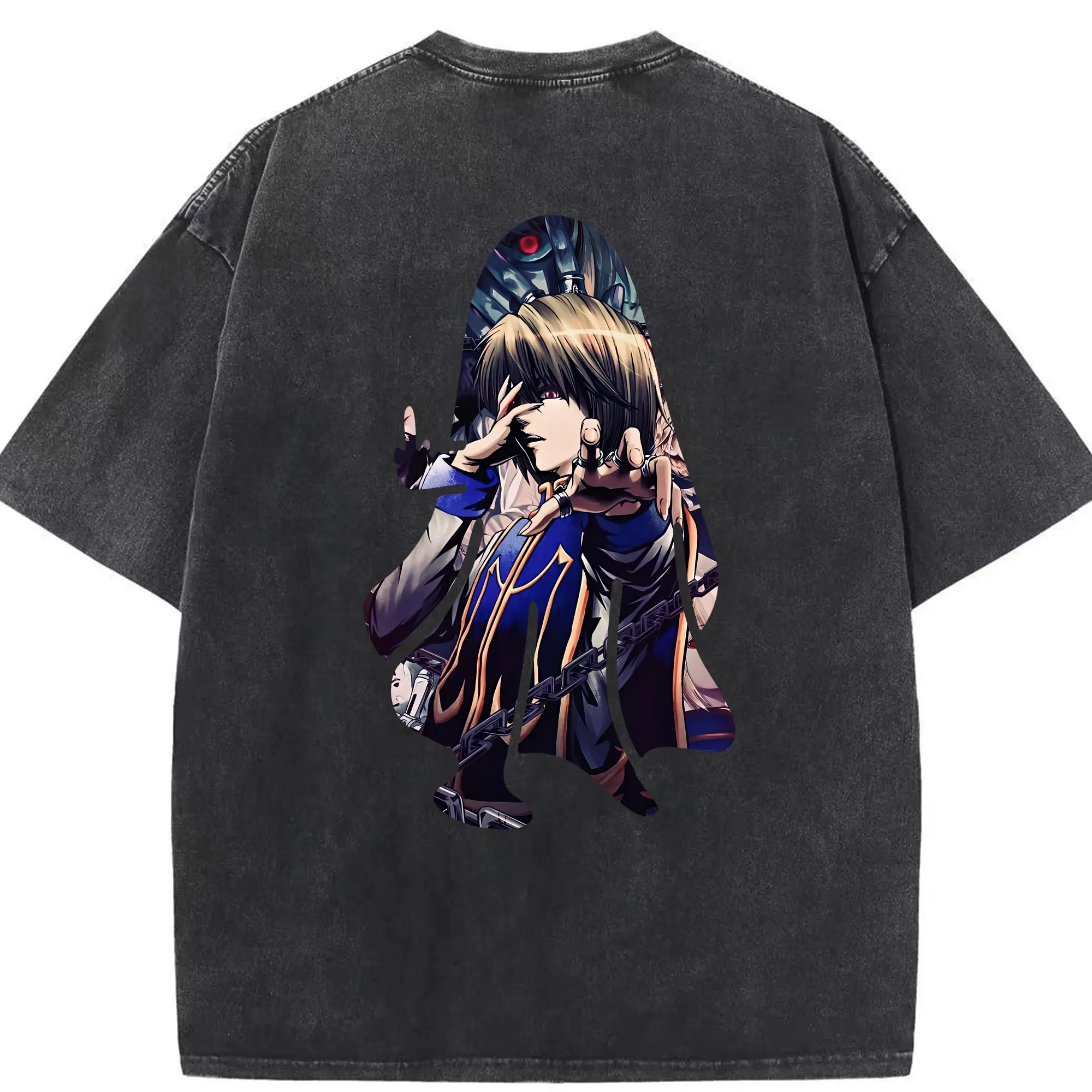 ハンター×ハンター グッズ クラピカ - 綿100％ ヴィンテージ風 半袖Tシャツ ・ 背面プリント ・ 柔らか肌触り ・ 通気性 快適 ・ スポーツ カジュアル 外出用