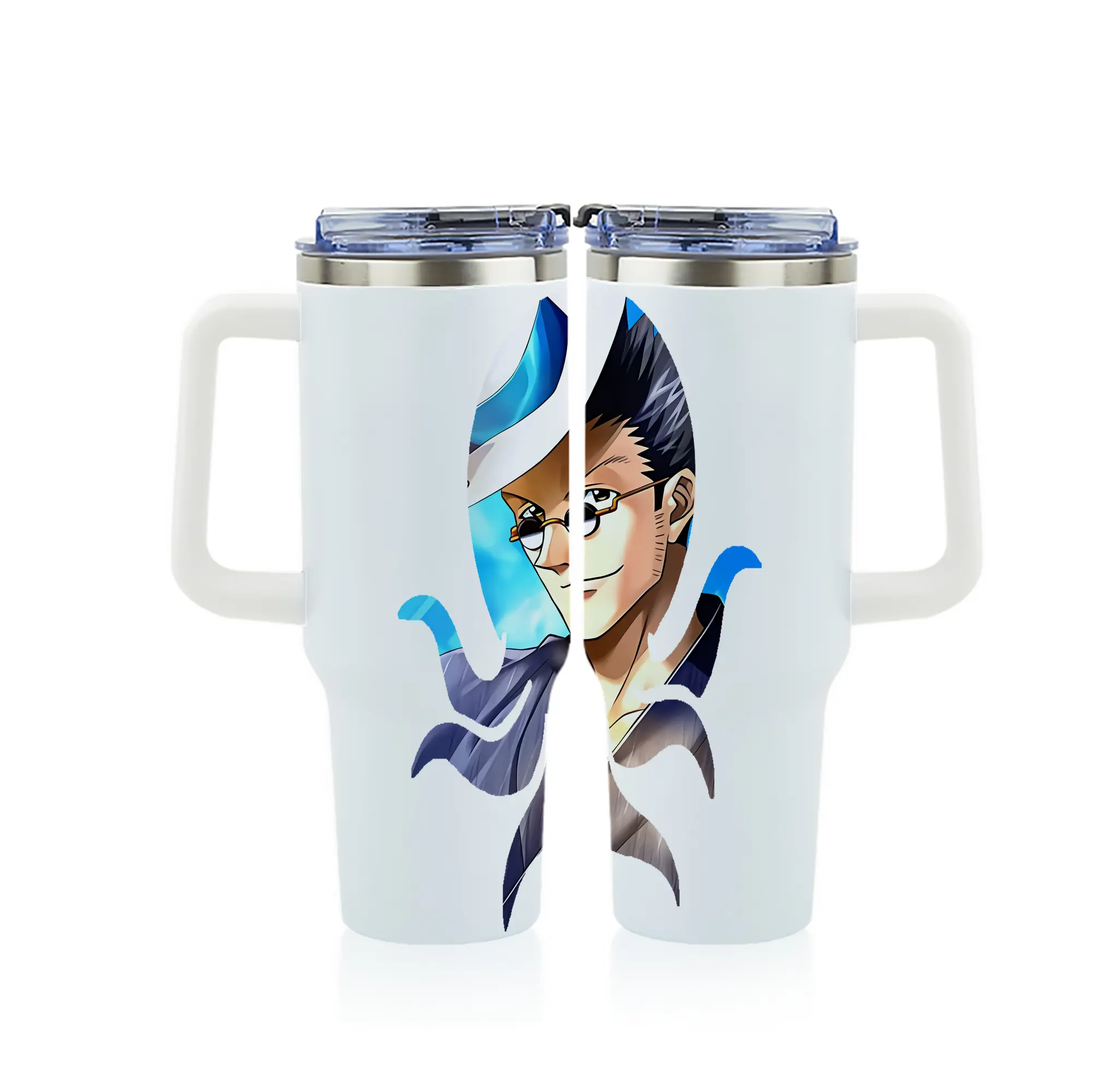 ハンター×ハンター グッズ レオリオ＝パラディナイト - 1200mL フルプリント車用タンブラー ・ 304ステンレス 内側 ・ 201ステンレス 外側 ・ 保温 保冷 ・ 通勤 ドライブ アウトドア用