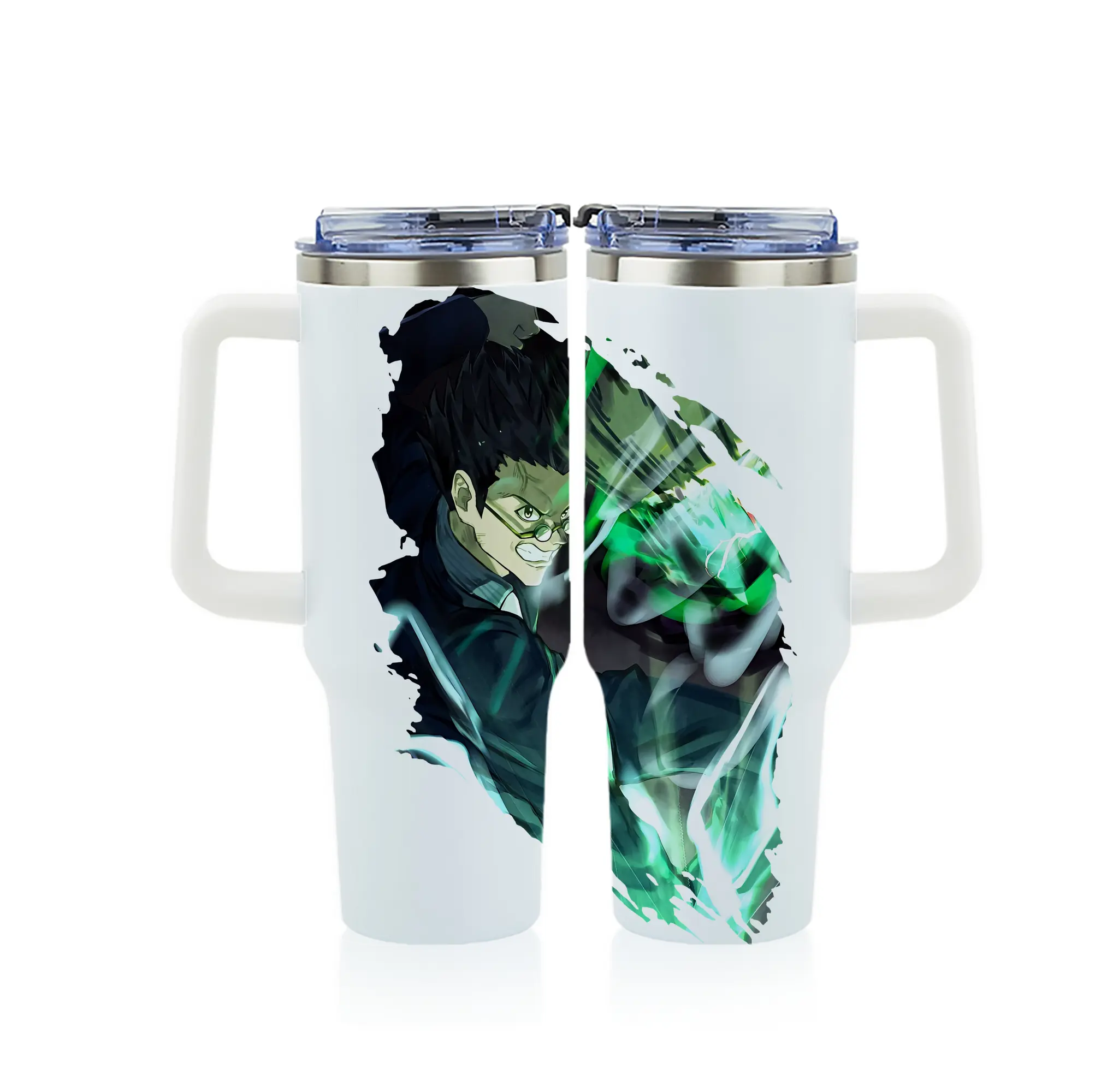 ハンター×ハンター グッズ レオリオ＝パラディナイト - 1200mL フルプリント車用タンブラー ・ 304ステンレス 内側 ・ 201ステンレス 外側 ・ 保温 保冷 ・ 通勤 ドライブ アウトドア用