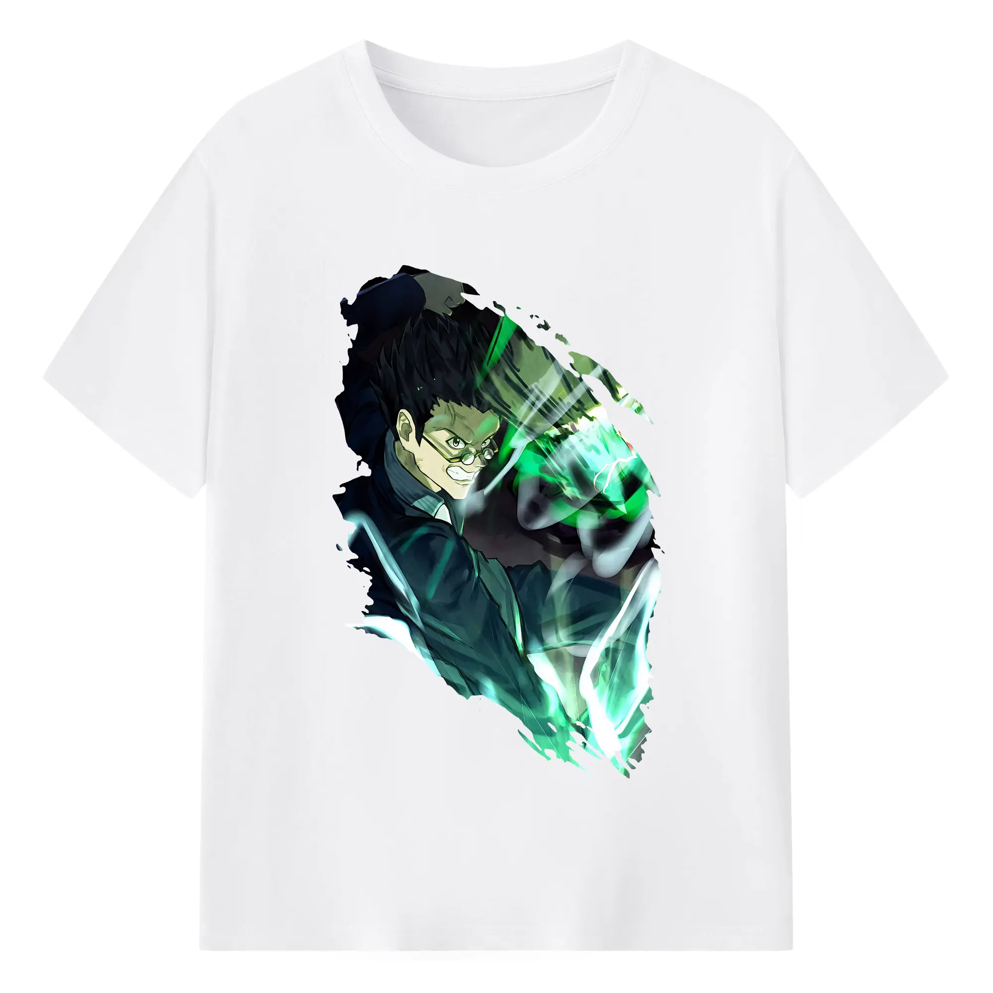 ハンター×ハンター グッズ レオリオ＝パラディナイト - 綿100％ 半袖Tシャツ ・ フロントプリント ・ 快適 通気性 ・ 日常使い 散歩 スポーツ用