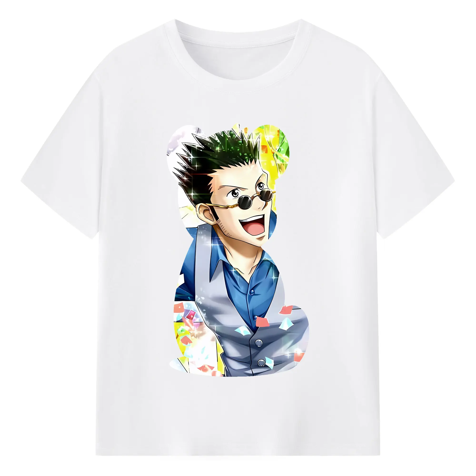 ハンター×ハンター グッズ レオリオ＝パラディナイト - 綿100％ 半袖Tシャツ ・ フロントプリント ・ 快適 通気性 ・ 日常使い 散歩 スポーツ用