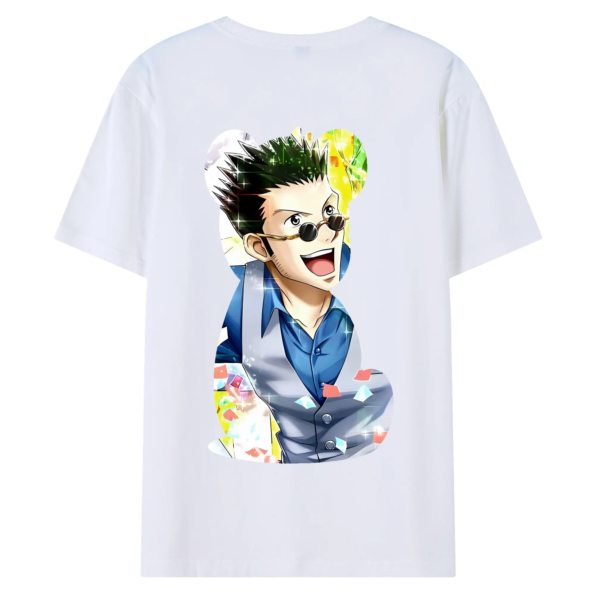 ハンター×ハンター グッズ レオリオ＝パラディナイト - 綿100％ 半袖Tシャツ ・ バックプリント ・ 快適 通気性 ・ 日常使い 散歩 スポーツ用