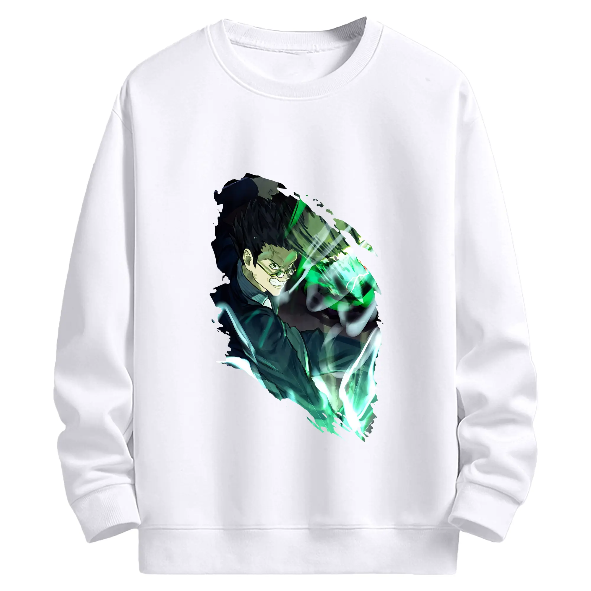 ハンター×ハンター グッズ レオリオ＝パラディナイト - 高品質 クルーネック スウェット ・ コットン59％ ポリエステル41％ ・ ユニセックス 長袖 トレーナー ・ カジュアル デイリー スポーツ 散歩用