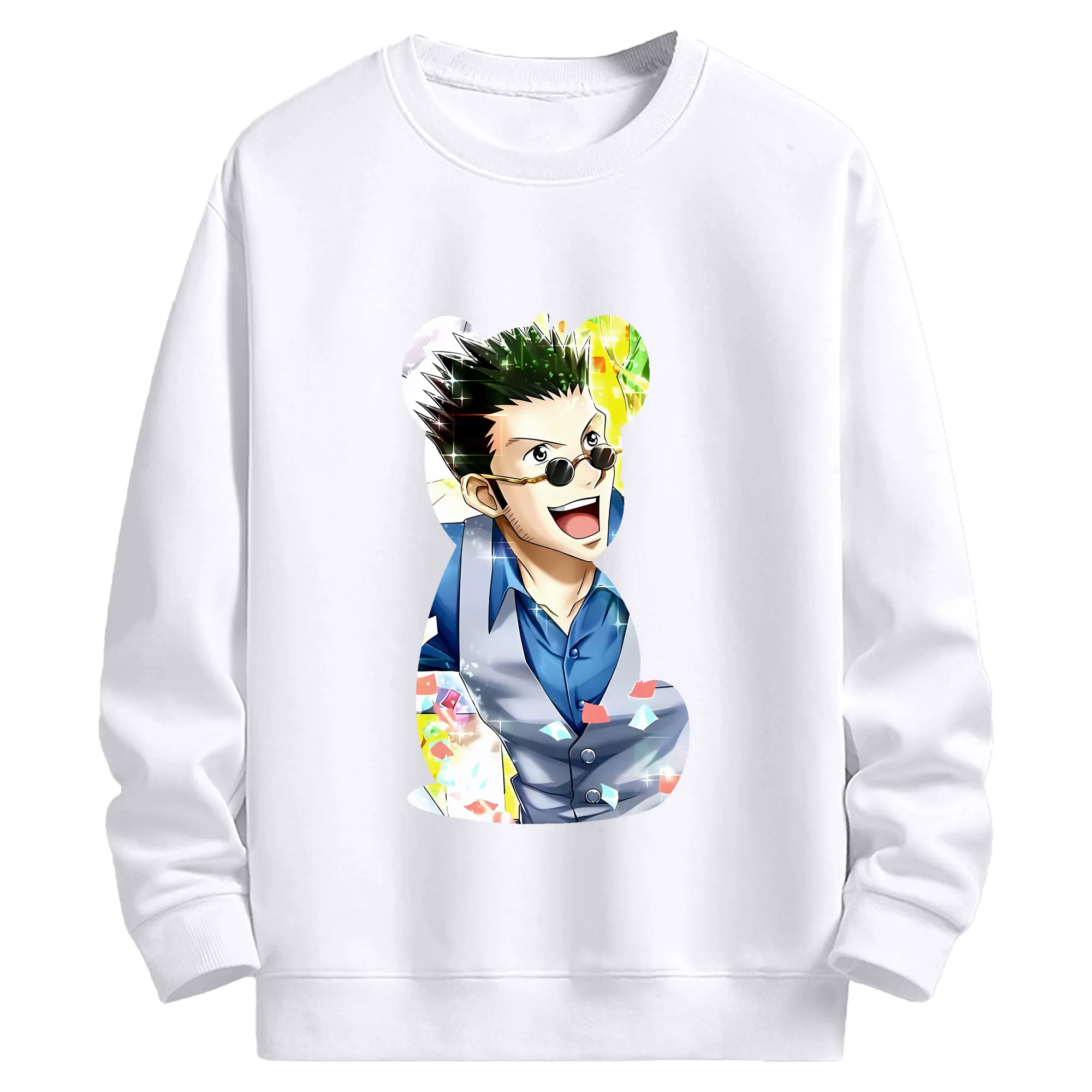 ハンター×ハンター グッズ レオリオ＝パラディナイト - 高品質 クルーネック スウェット ・ コットン59％ ポリエステル41％ ・ ユニセックス 長袖 トレーナー ・ カジュアル デイリー スポーツ 散歩用