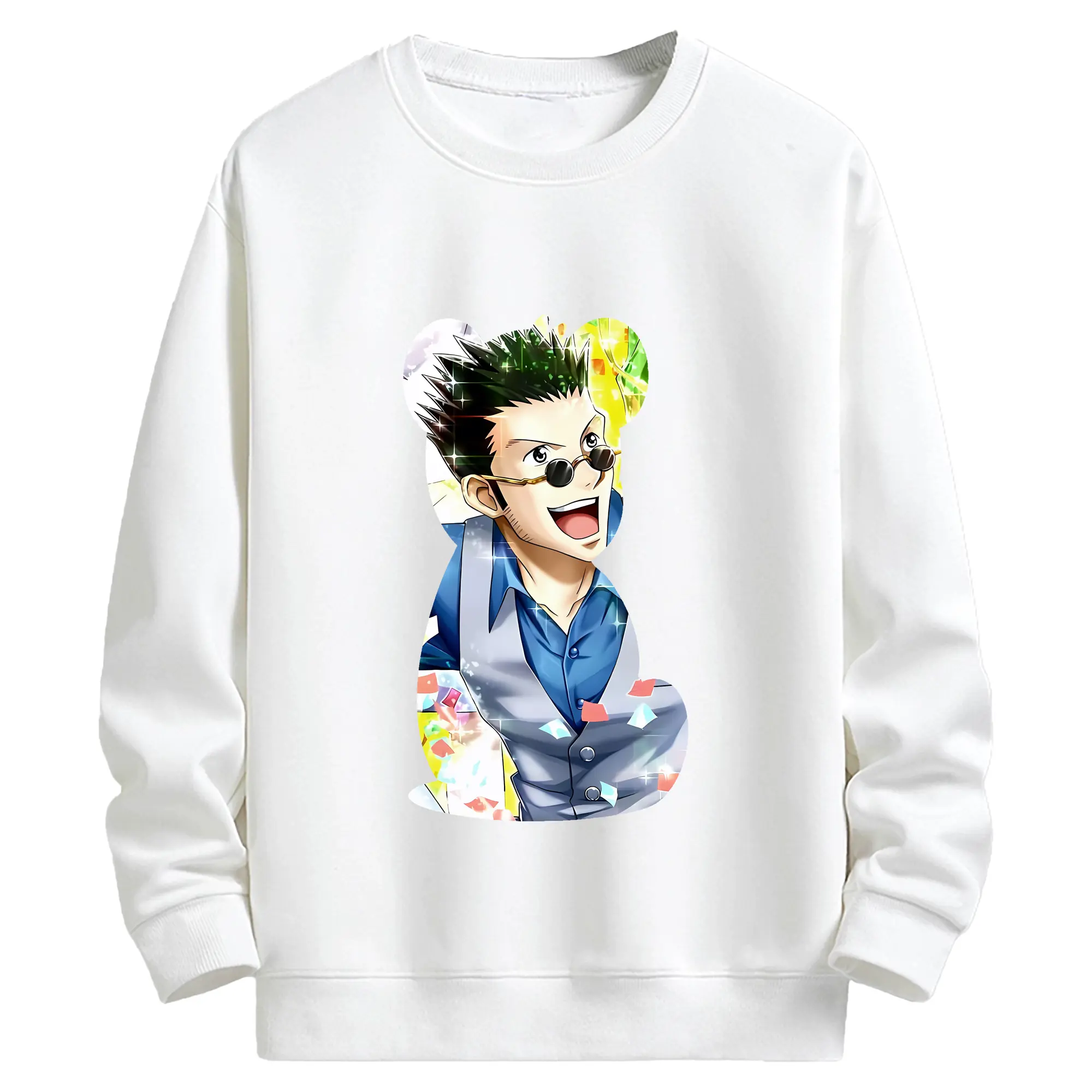 ハンター×ハンター グッズ レオリオ＝パラディナイト - キッズ クルーネックスウェットシャツ ・ フロントプリント ・ 綿80％ ポリエステル20％ ・ 快適 通学 スポーツ 日常使い お散歩用