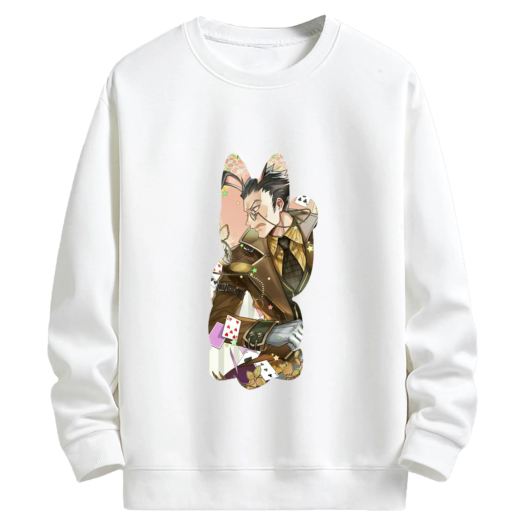 ハンター×ハンター グッズ レオリオ＝パラディナイト - キッズ クルーネックスウェットシャツ ・ フロントプリント ・ 綿80％ ポリエステル20％ ・ 快適 通学 スポーツ 日常使い お散歩用