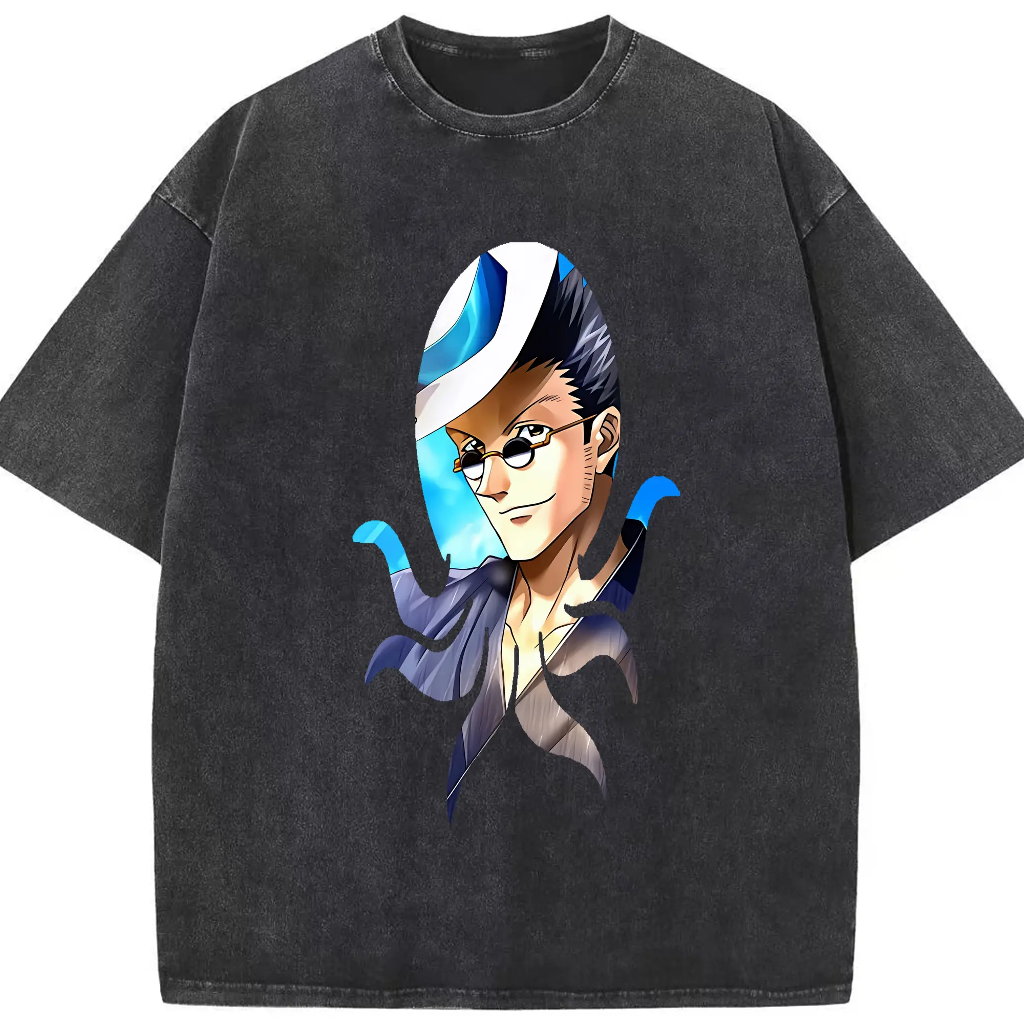 ハンター×ハンター グッズ レオリオ＝パラディナイト - 綿100％ ヴィンテージ風 半袖Tシャツ ・ フロントプリント ・ 柔らか肌触り ・ 通気性 快適 ・ スポーツ カジュアル 外出用