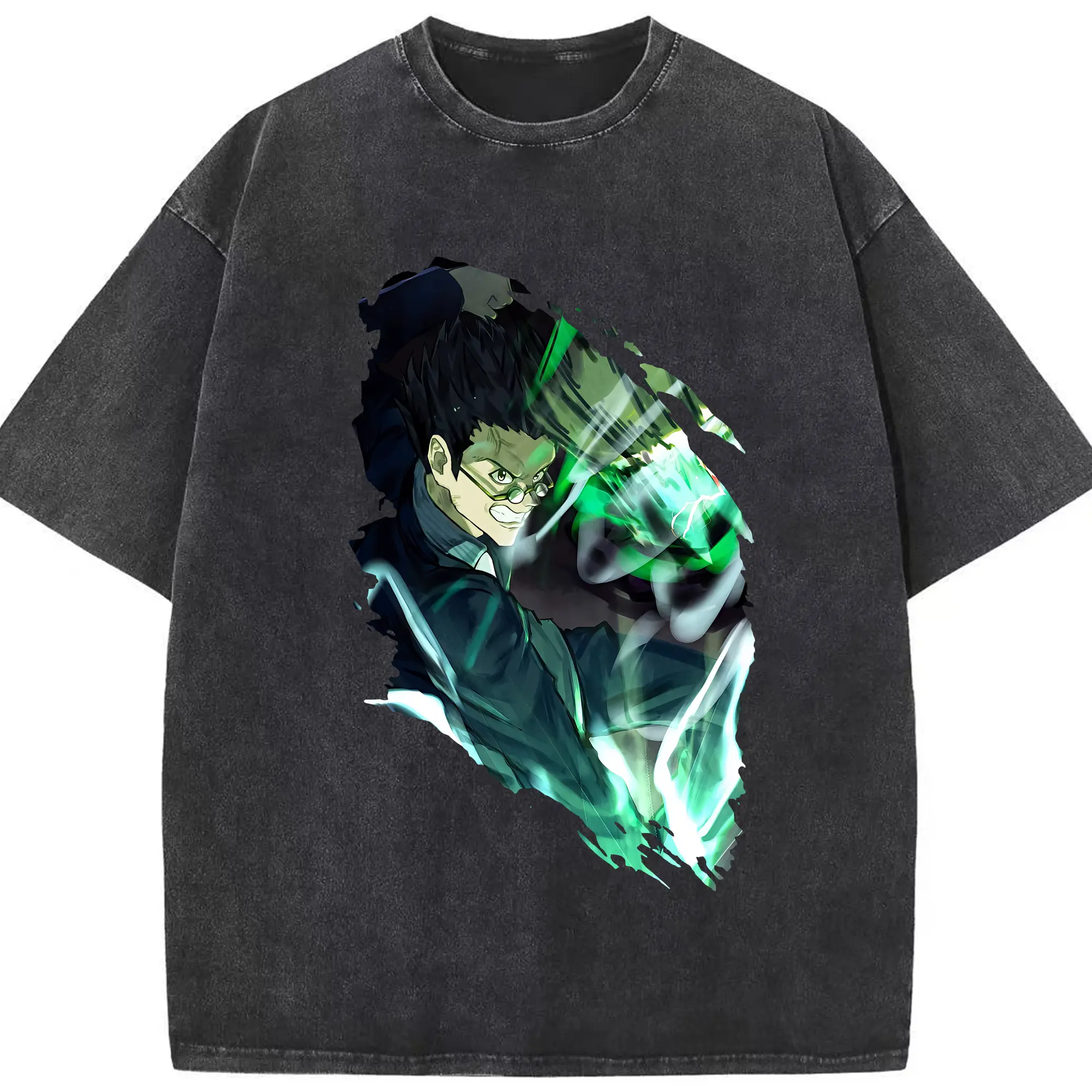 ハンター×ハンター グッズ レオリオ＝パラディナイト - 綿100％ ヴィンテージ風 半袖Tシャツ ・ フロントプリント ・ 柔らか肌触り ・ 通気性 快適 ・ スポーツ カジュアル 外出用