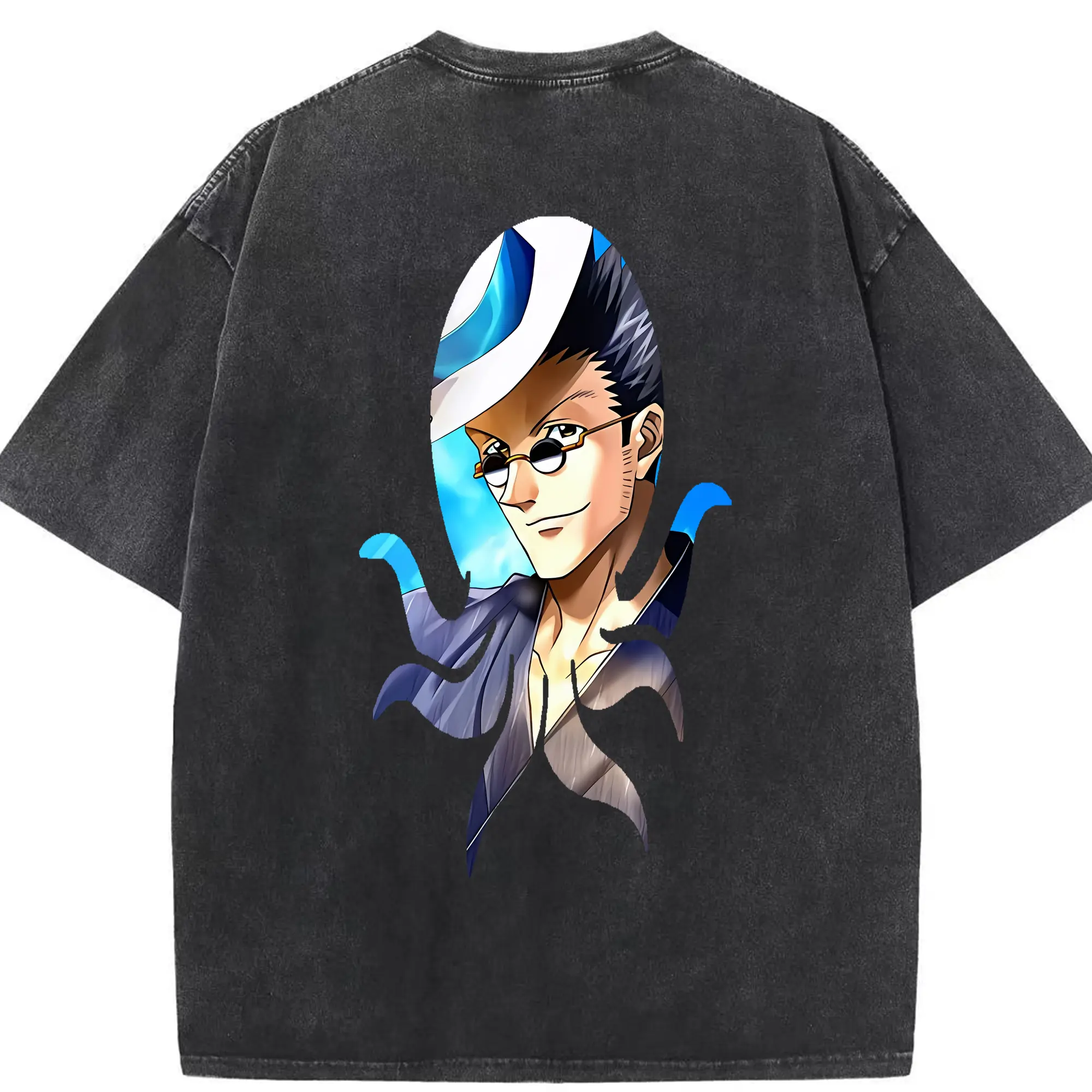 ハンター×ハンター グッズ レオリオ＝パラディナイト - 綿100％ ヴィンテージ風 半袖Tシャツ ・ 背面プリント ・ 柔らか肌触り ・ 通気性 快適 ・ スポーツ カジュアル 外出用