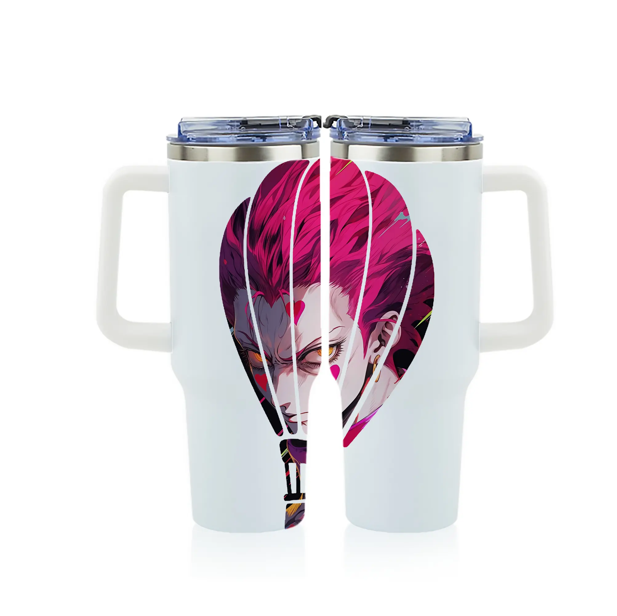 ハンター×ハンター グッズ ヒソカ＝モロウ - 1200mL フルプリント車用タンブラー ・ 304ステンレス 内側 ・ 201ステンレス 外側 ・ 保温 保冷 ・ 通勤 ドライブ アウトドア用