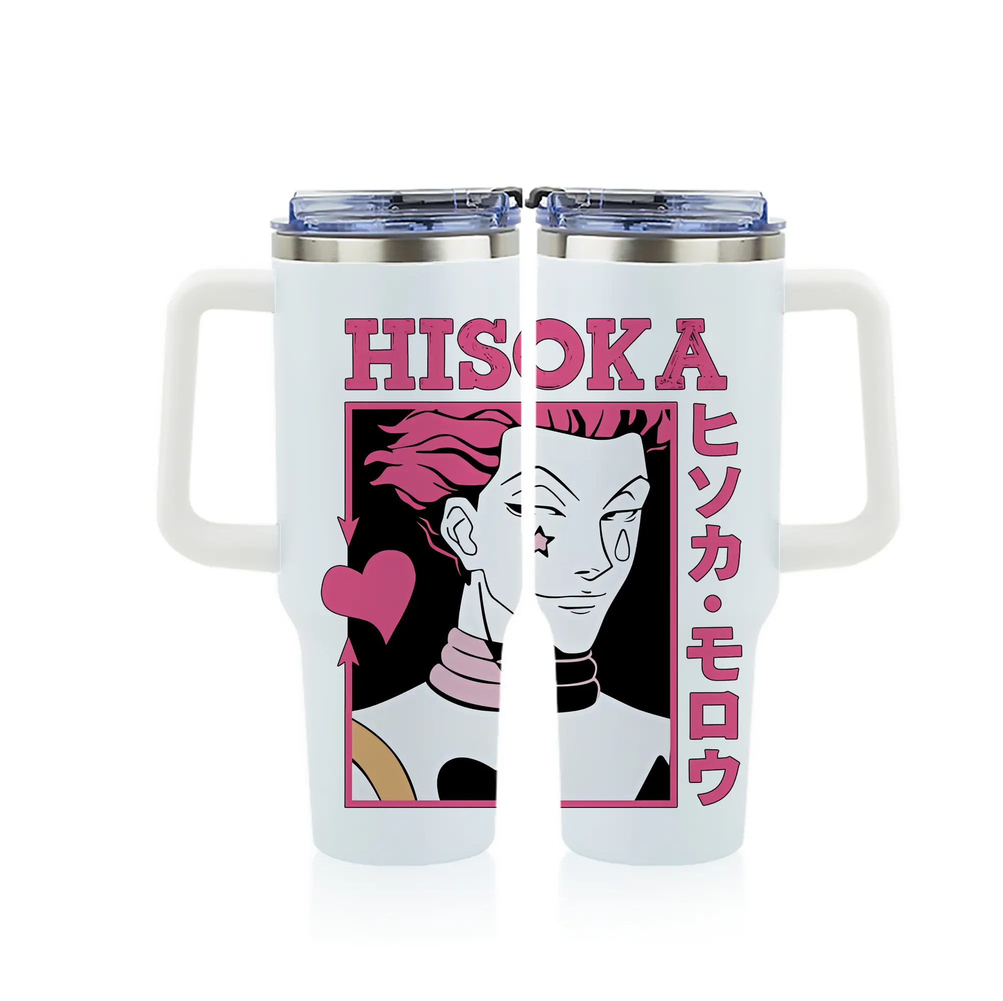 ハンター×ハンター グッズ ヒソカ＝モロウ - 1200mL フルプリント車用タンブラー ・ 304ステンレス 内側 ・ 201ステンレス 外側 ・ 保温 保冷 ・ 通勤 ドライブ アウトドア用