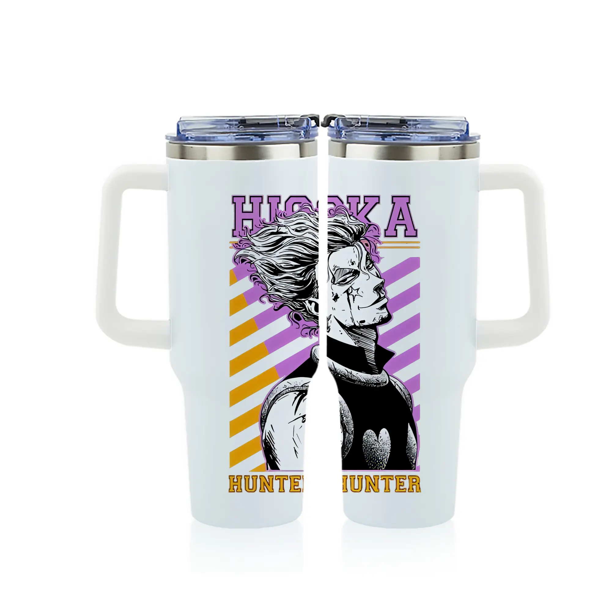 ハンター×ハンター グッズ ヒソカ＝モロウ - 1200mL フルプリント車用タンブラー ・ 304ステンレス 内側 ・ 201ステンレス 外側 ・ 保温 保冷 ・ 通勤 ドライブ アウトドア用