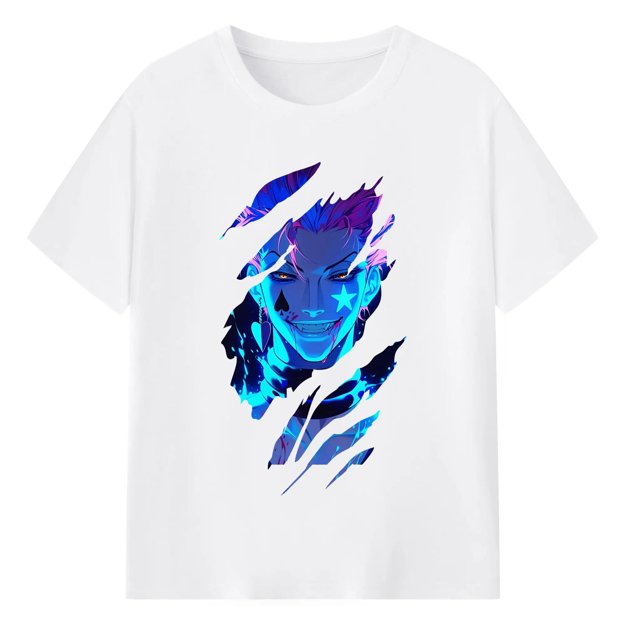 ハンター×ハンター グッズ ヒソカ＝モロウ - 綿100％ 半袖Tシャツ ・ フロントプリント ・ 快適 通気性 ・ 日常使い 散歩 スポーツ用