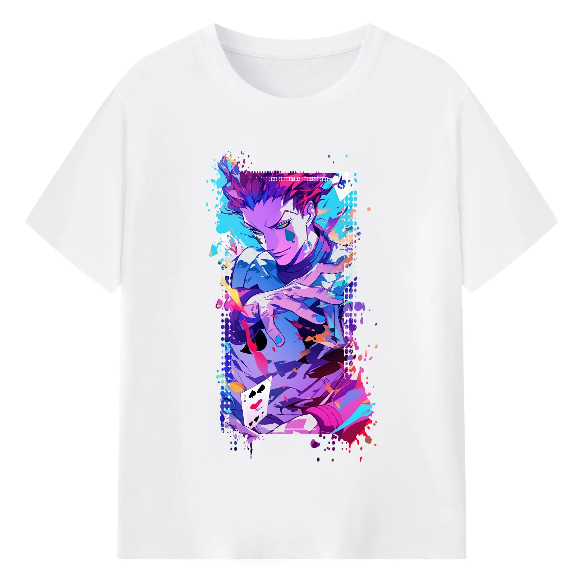 ハンター×ハンター グッズ ヒソカ＝モロウ - 綿100％ 半袖Tシャツ ・ フロントプリント ・ 快適 通気性 ・ 日常使い 散歩 スポーツ用