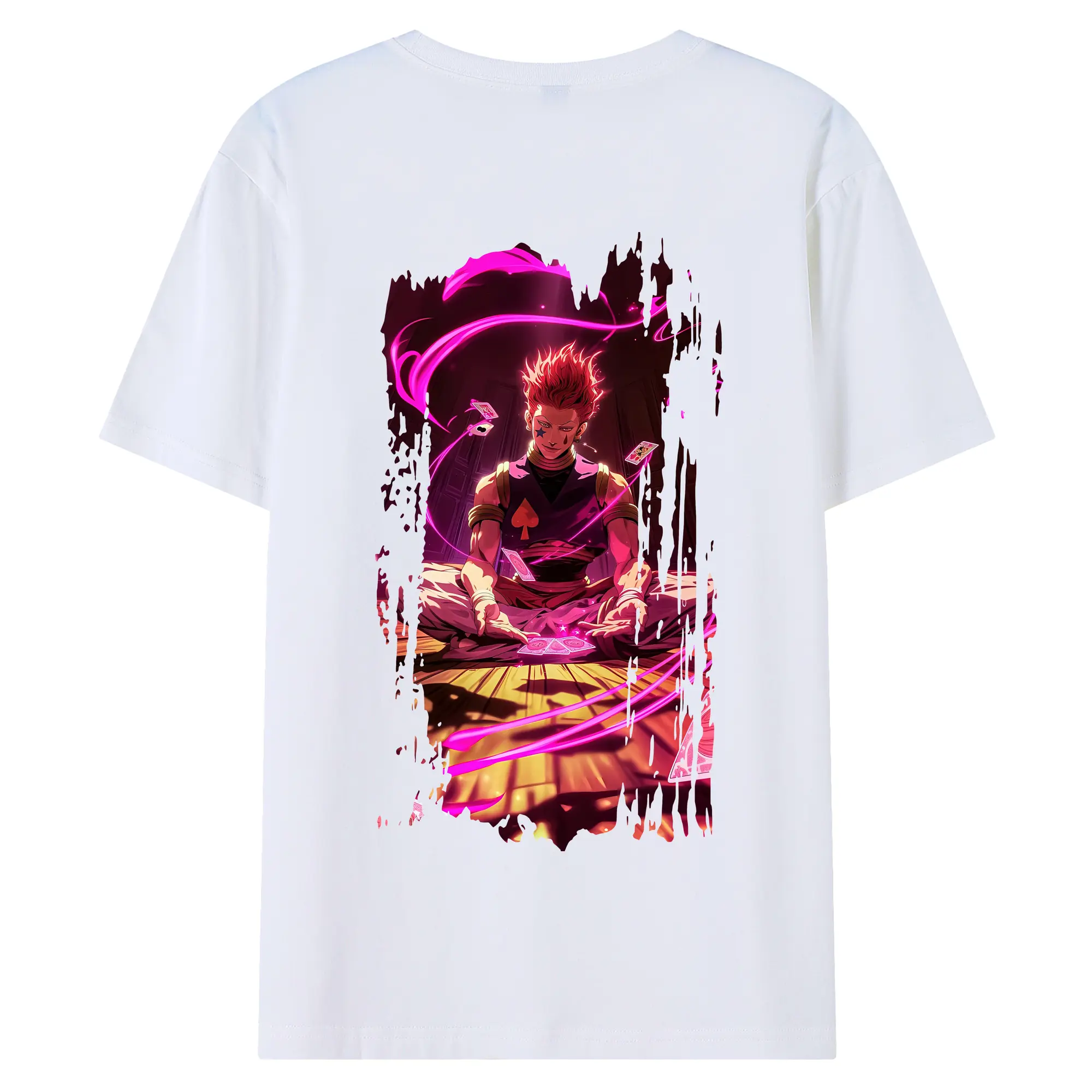 ハンター×ハンター グッズ ヒソカ＝モロウ - 綿100％ 半袖Tシャツ ・ バックプリント ・ 快適 通気性 ・ 日常使い 散歩 スポーツ用