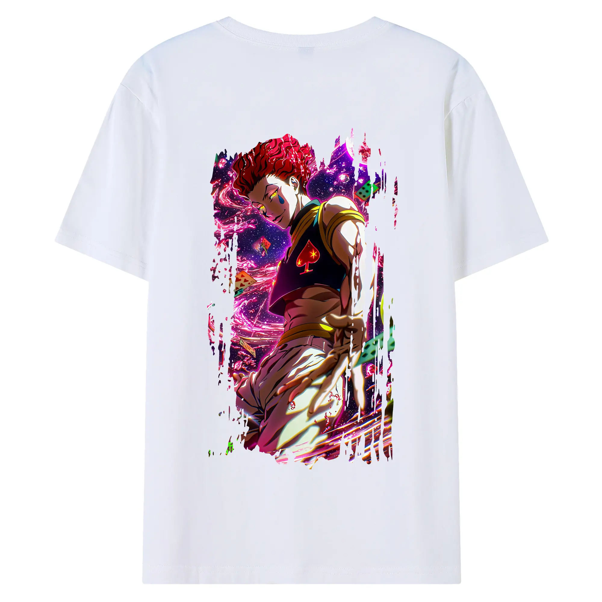 ハンター×ハンター グッズ ヒソカ＝モロウ - 綿100％ 半袖Tシャツ ・ バックプリント ・ 快適 通気性 ・ 日常使い 散歩 スポーツ用